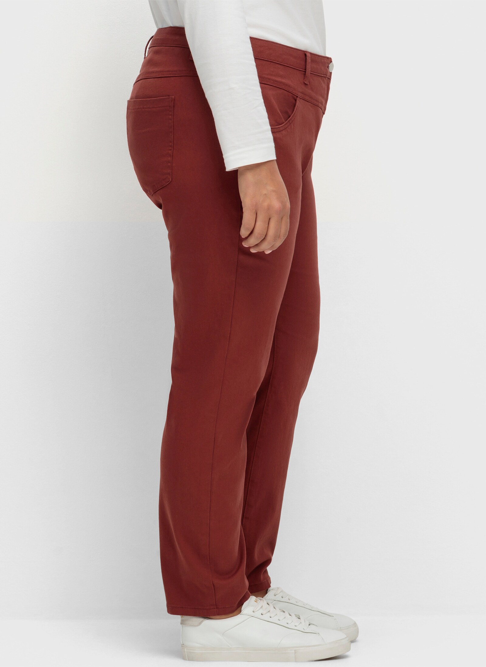 Stretch-Hose mit Passformsattel vorne und hinten - rotbraun