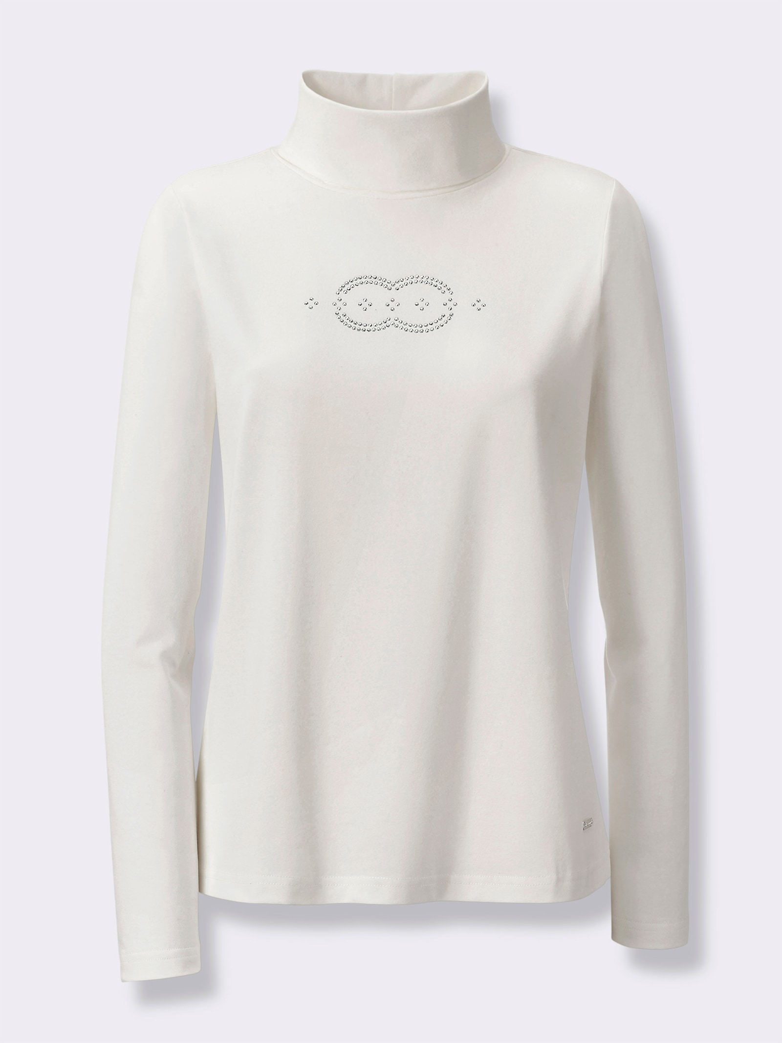 Rollkragenshirt mit Metallplättchen-Verzierung - ecru