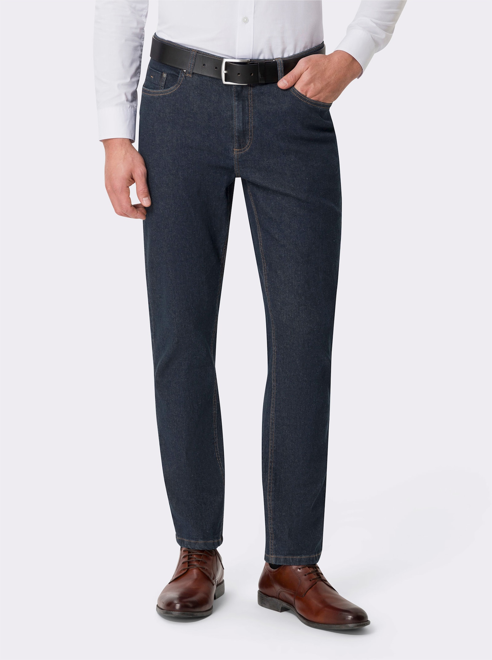 5-Pocket-Jeans mit Kontrastnähten - dark blue-denim