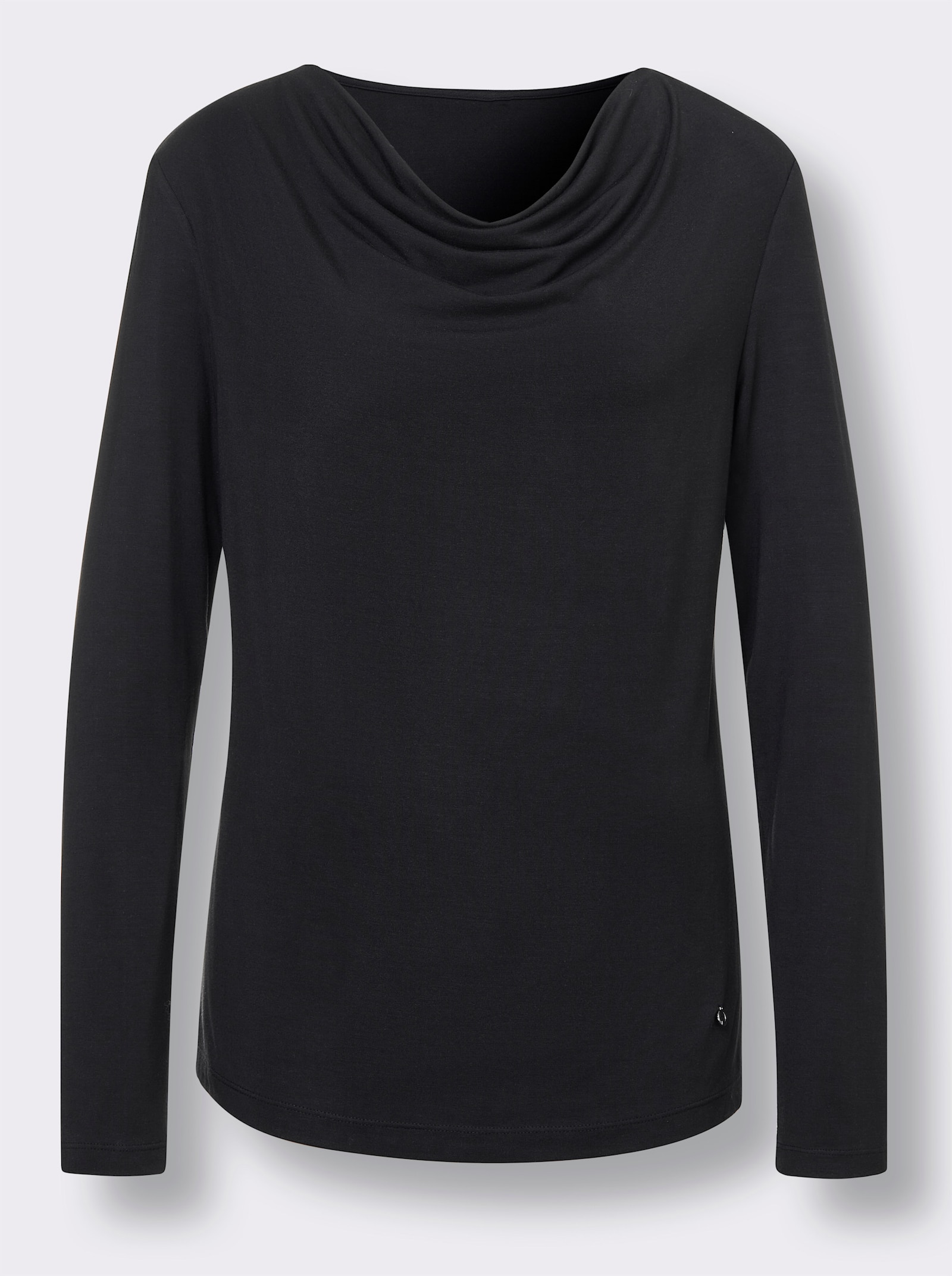 CREATION L PREMIUM Wasserfallshirt in Modal-Qualität - schwarz