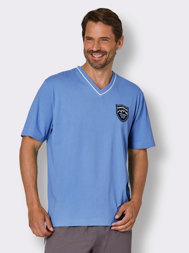 wäschepur men Schlafanzug-Shirt - mittelblau