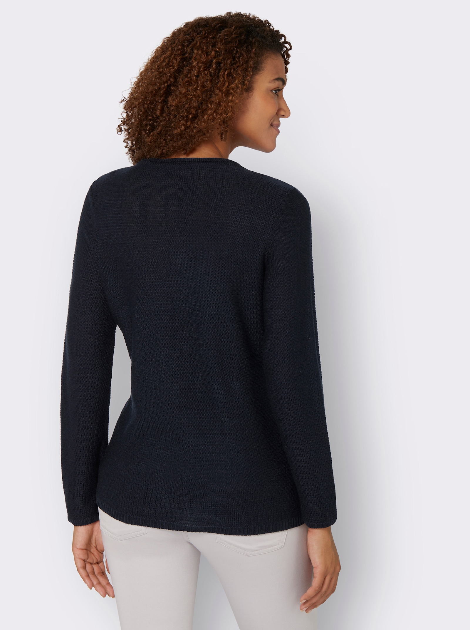 Langarm-Pullover mit asymmetrischem Saum - marine