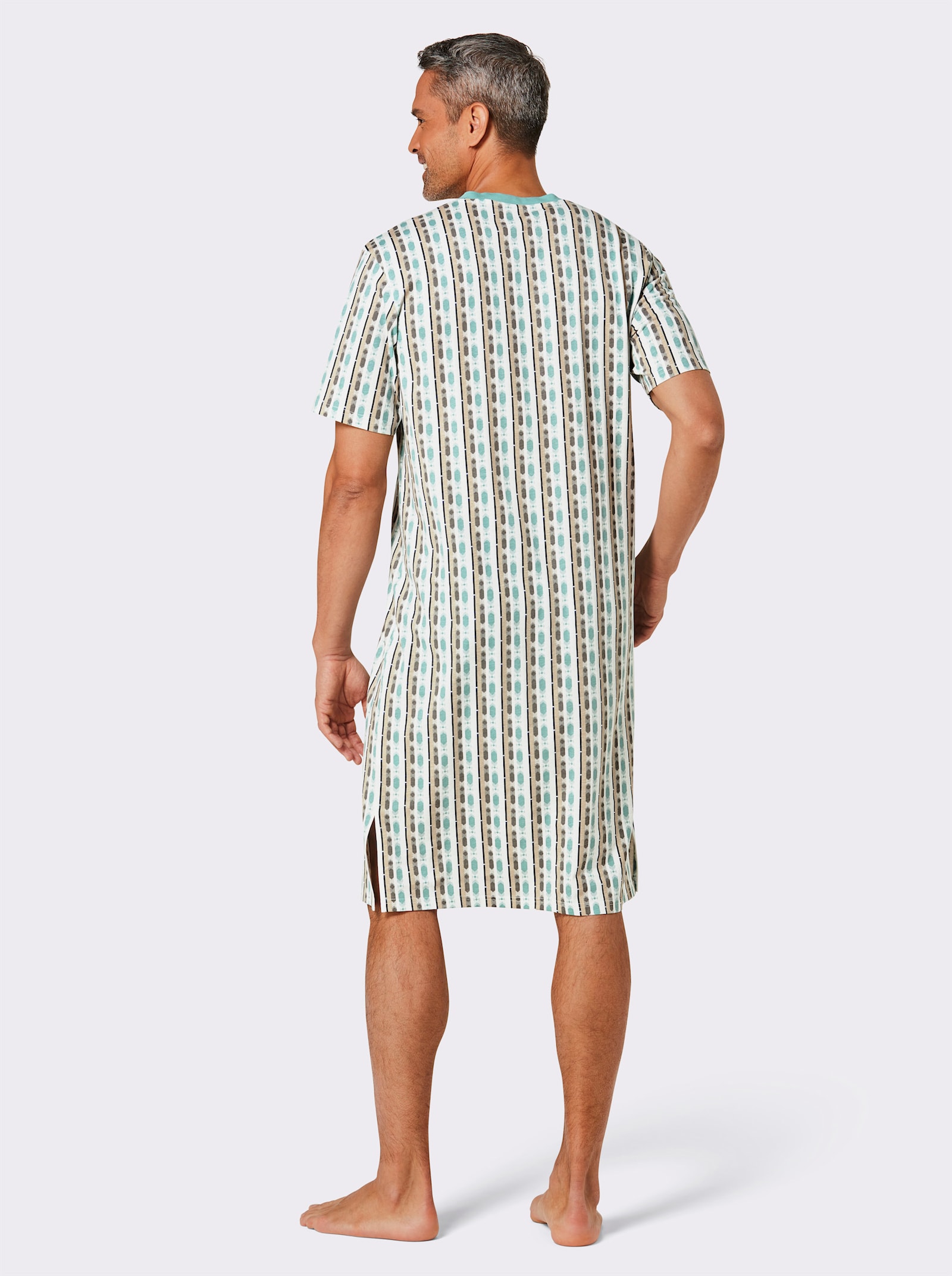 wäschepur men Nachthemden - ecru/salie bedrukt + salie