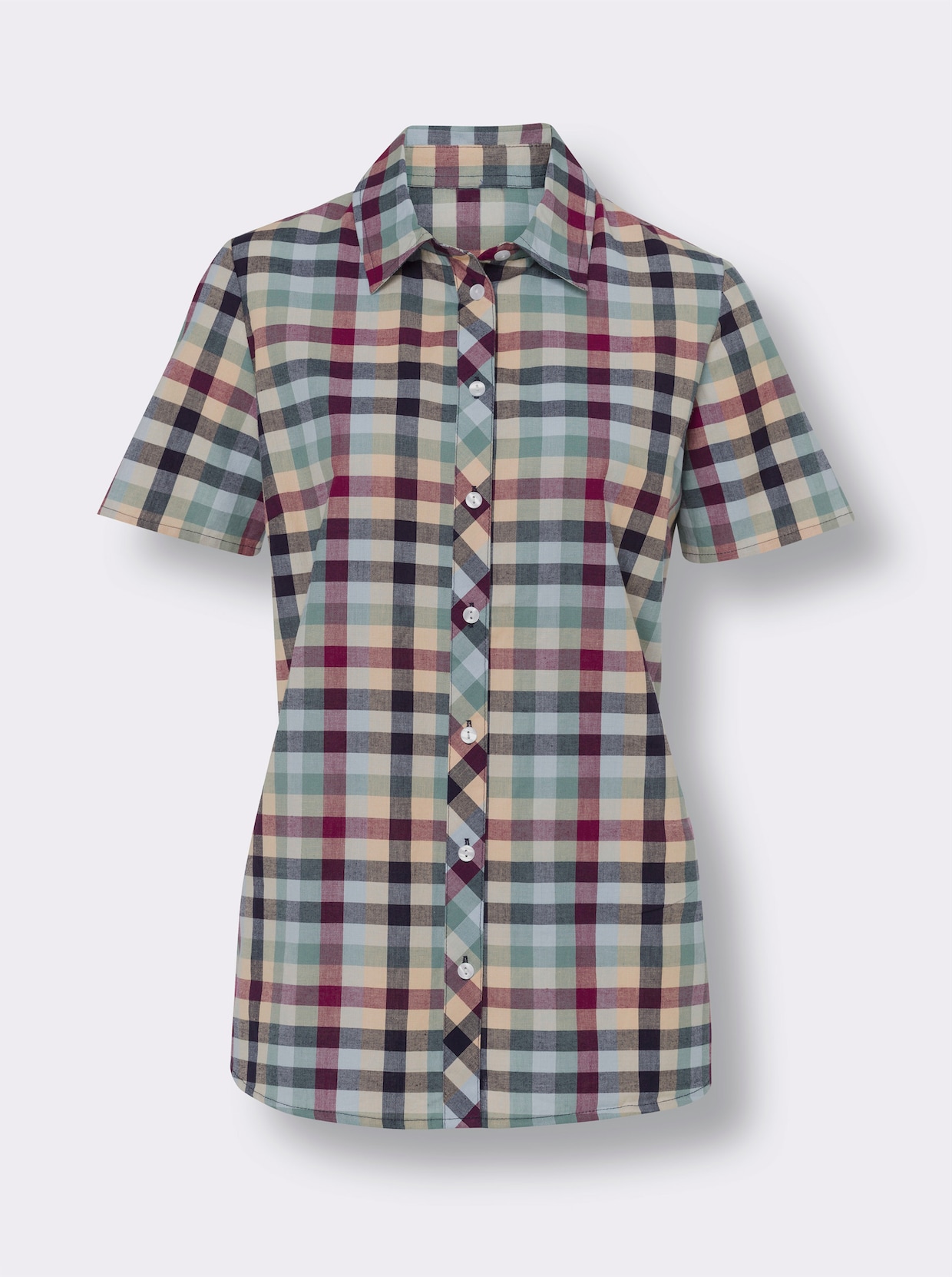 Geruite blouse - apricot/marine geruit