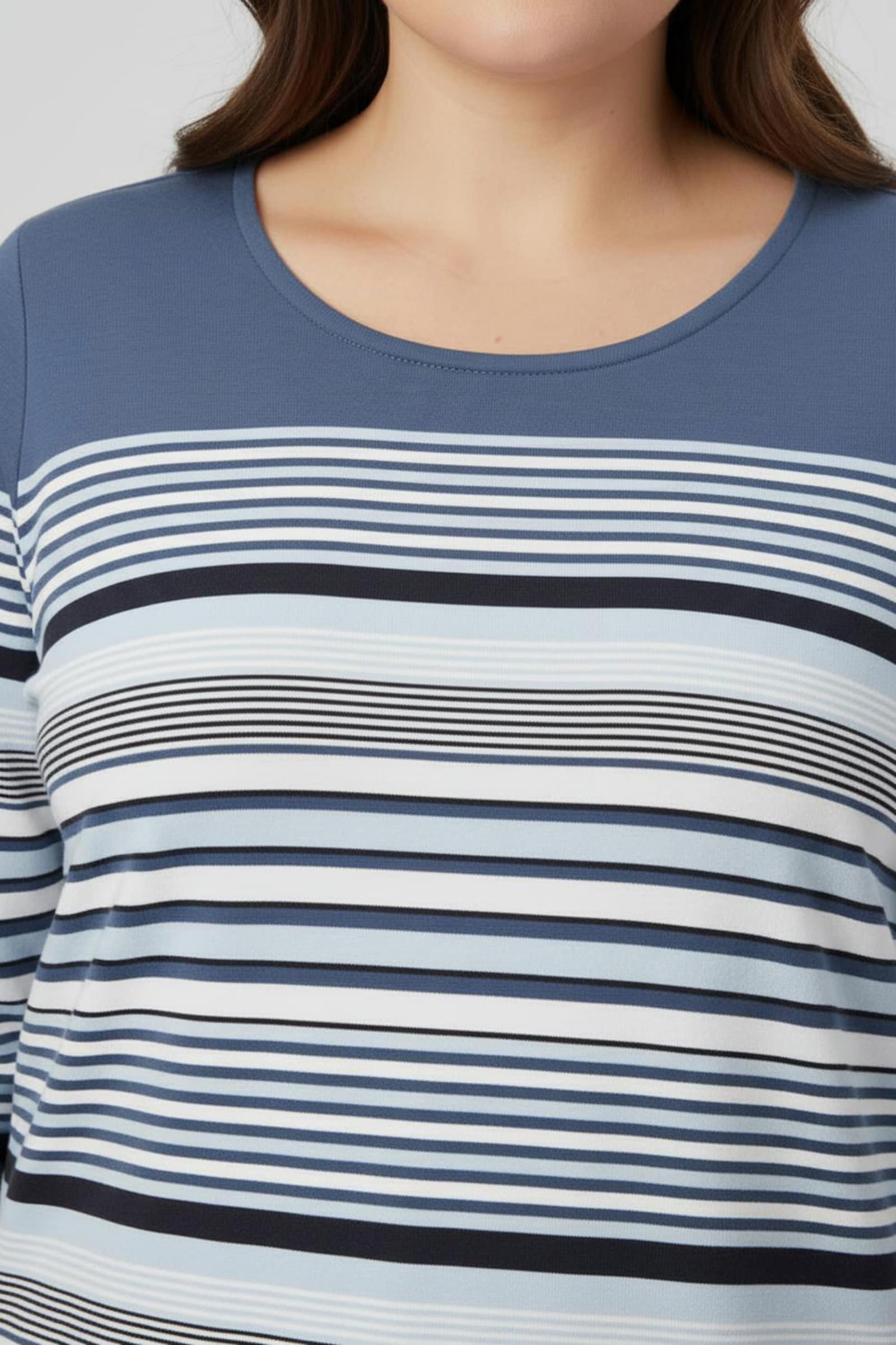 Ringelshirt mit 3/4-Ärmeln - jeansblau-ecru-geringelt