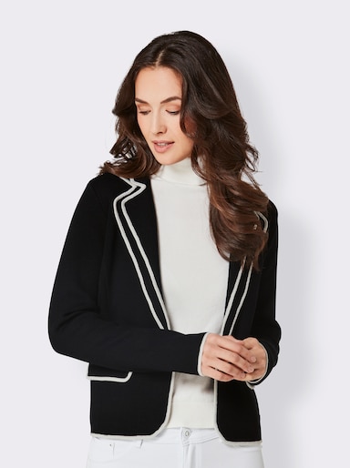 CREATION L PREMIUM Strickjacke aus reiner Merino-Wolle - schwarz