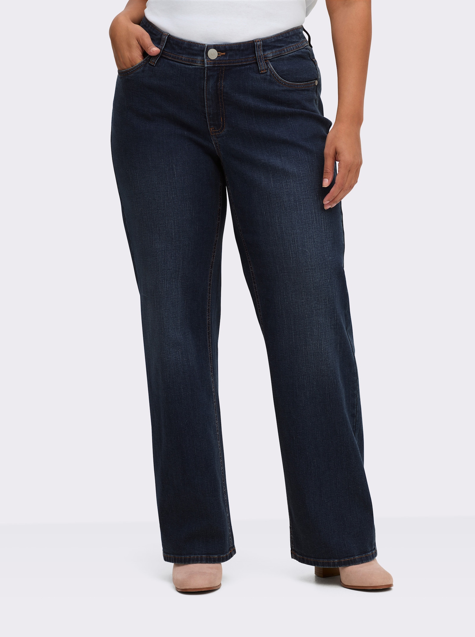 sheego 5-pocketjeans in wijd Palazzo-model - dark-blue
