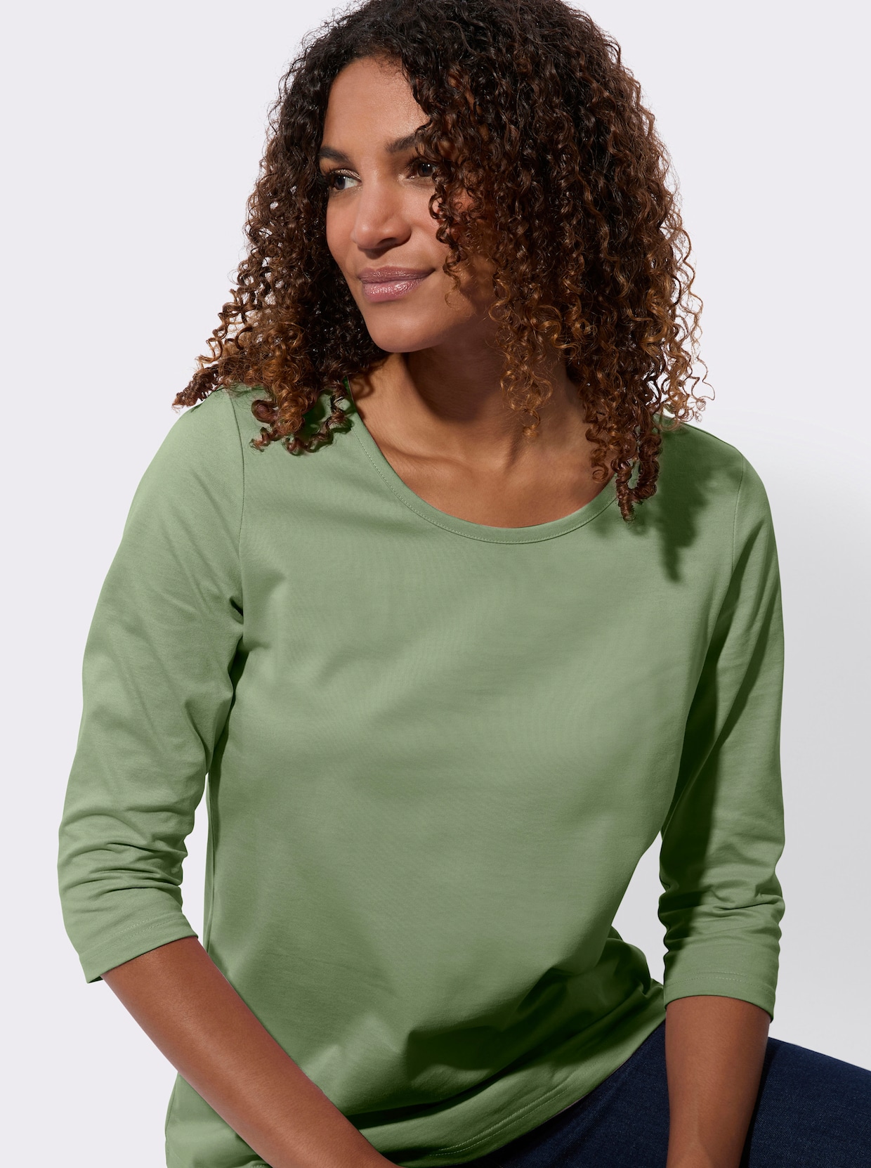 3/4-Arm-Shirt - eucalyptus + ecru