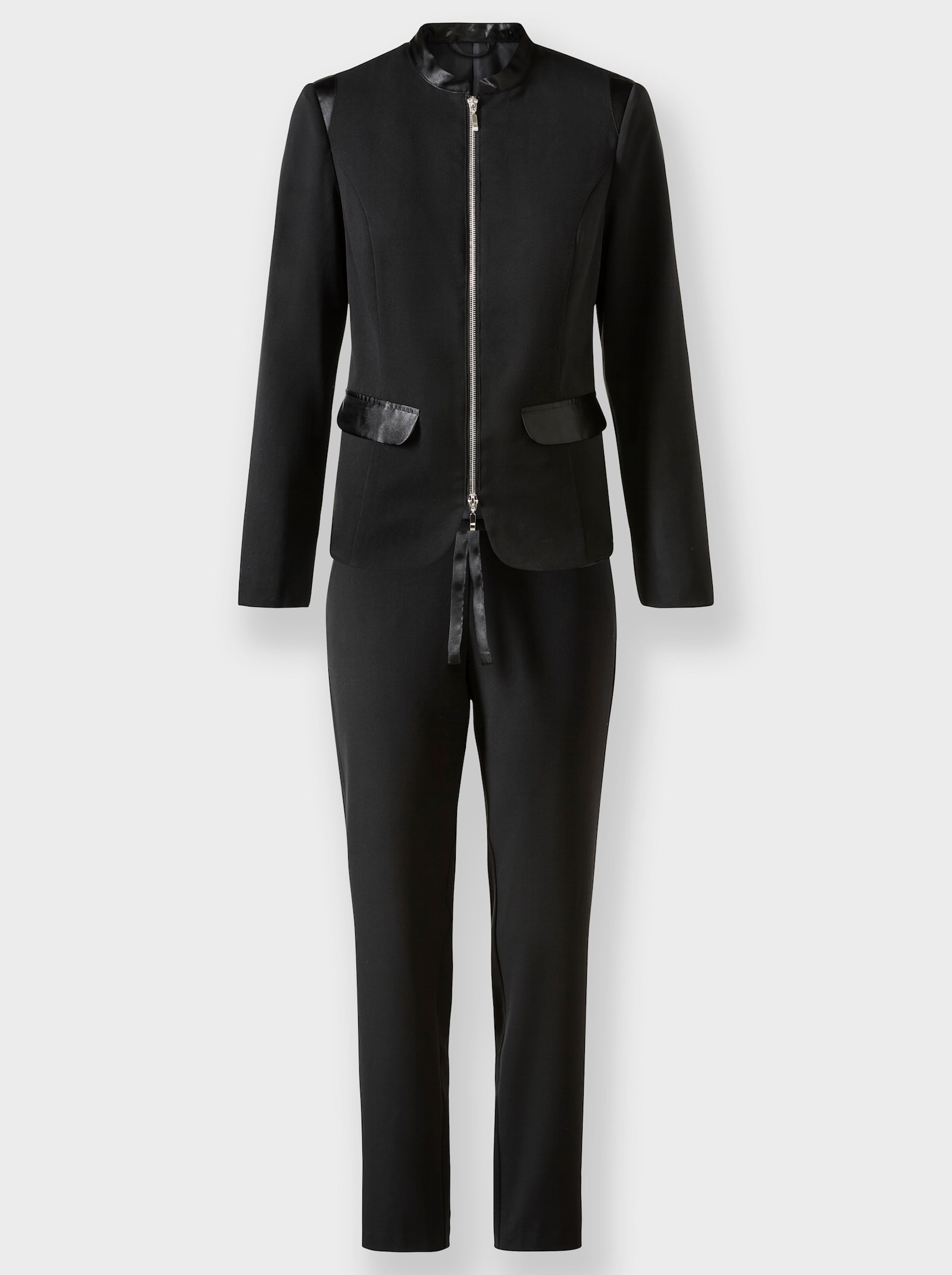 heine Broekpak met sportieve contrasten - zwart