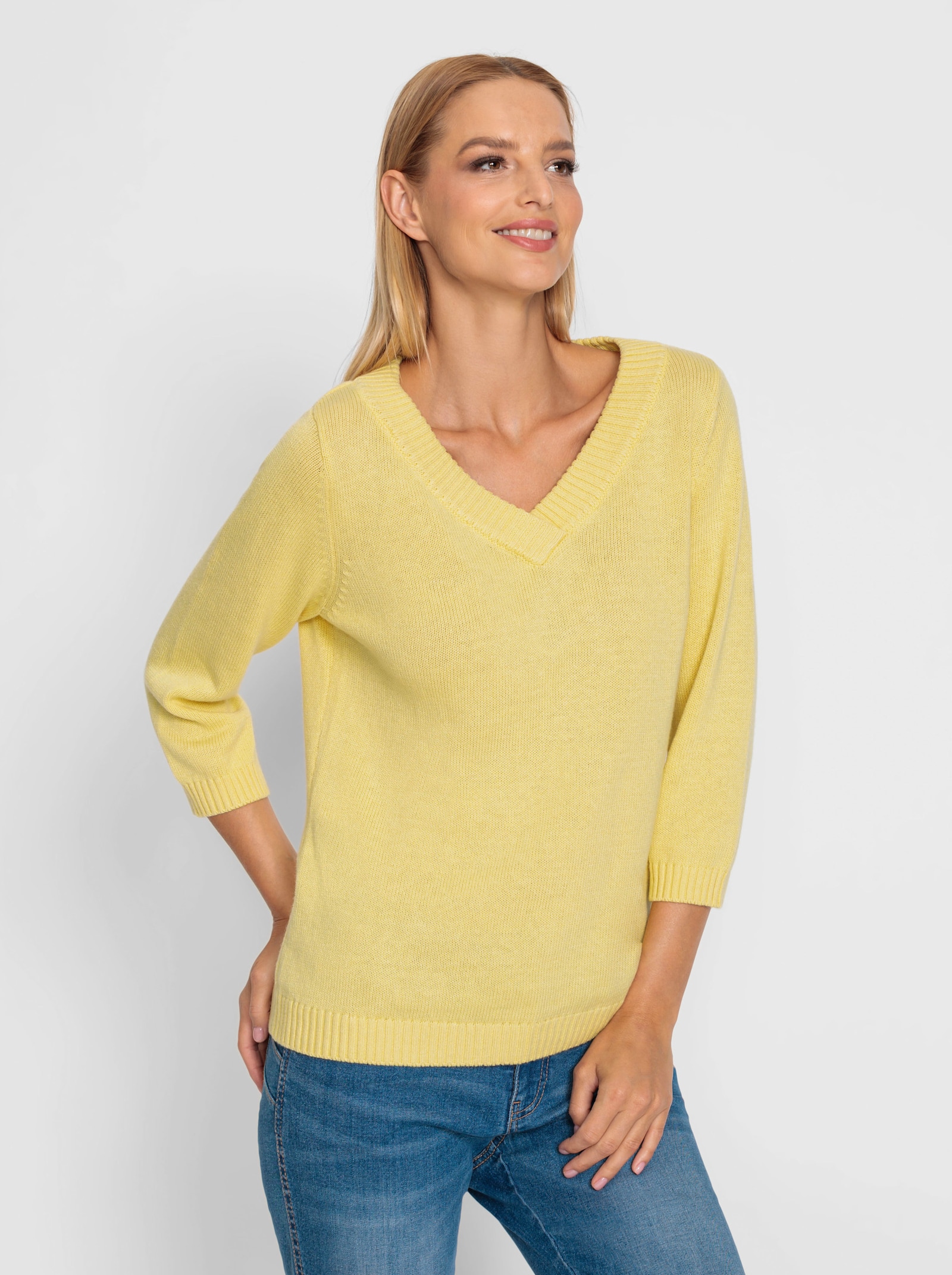 heine 3/4 Arm-Pullover mit Kaschmir - zitrone