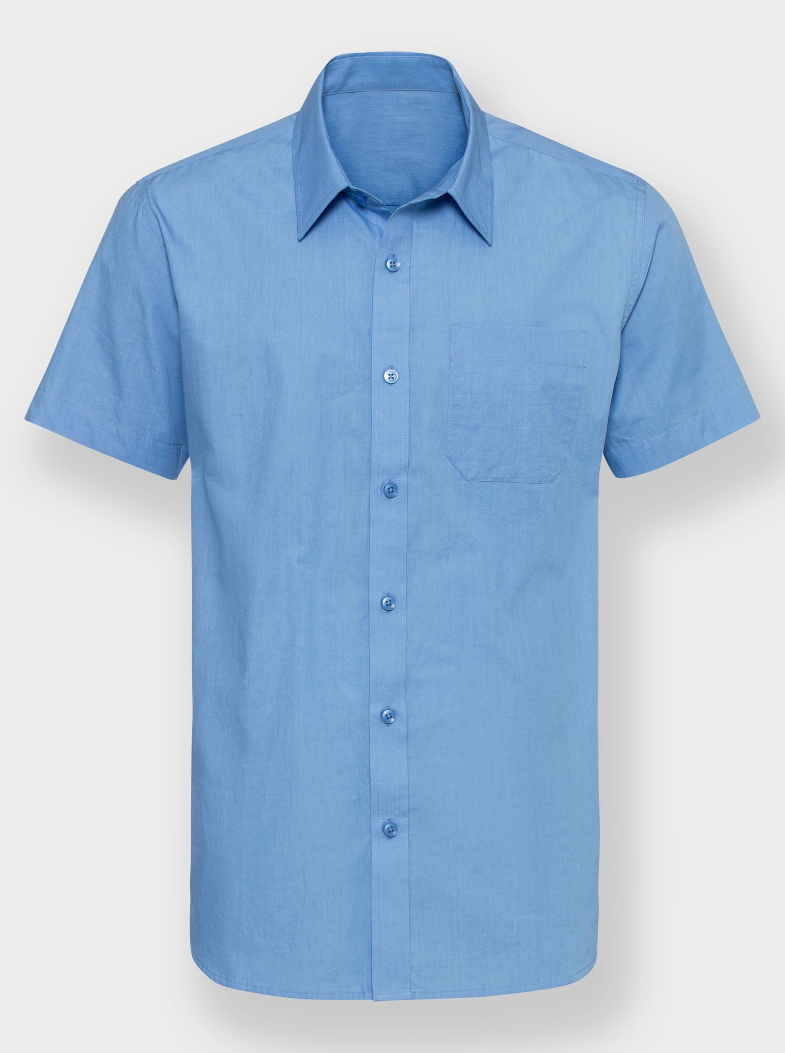 Marco Donati Kortärmad skjorta i strykfri bomull - himmelsblå