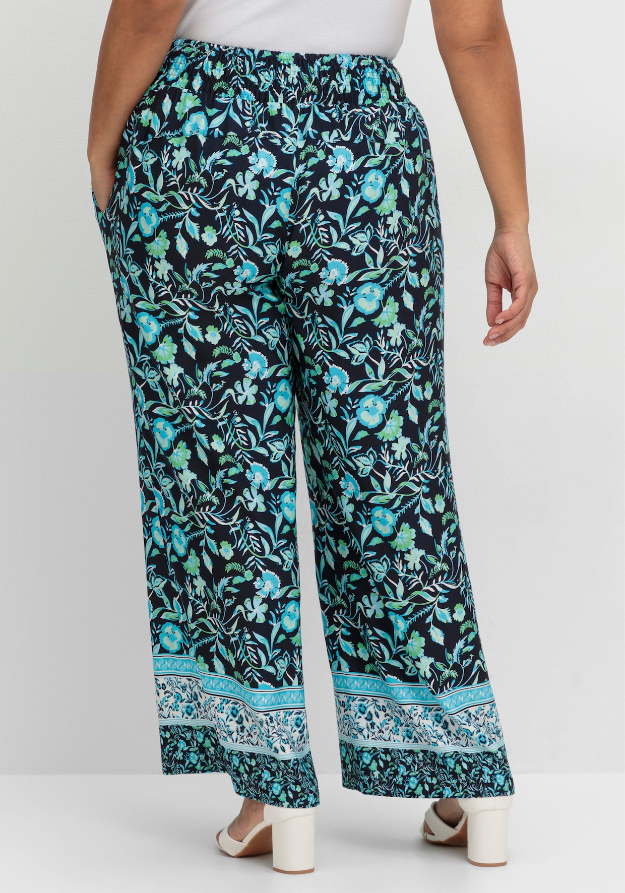 sheego Schlupfhose - tiefblau-gemustert