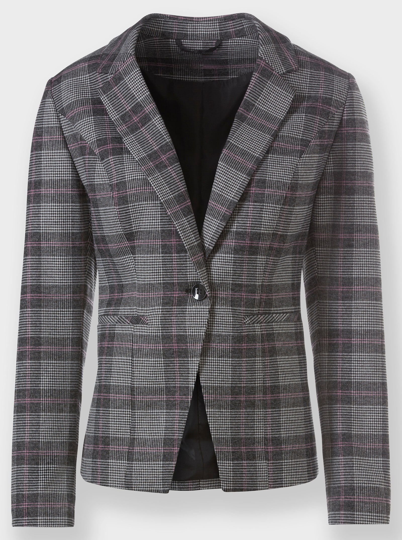 heine Blazer met geweven ruit - antraciet/pink geruit