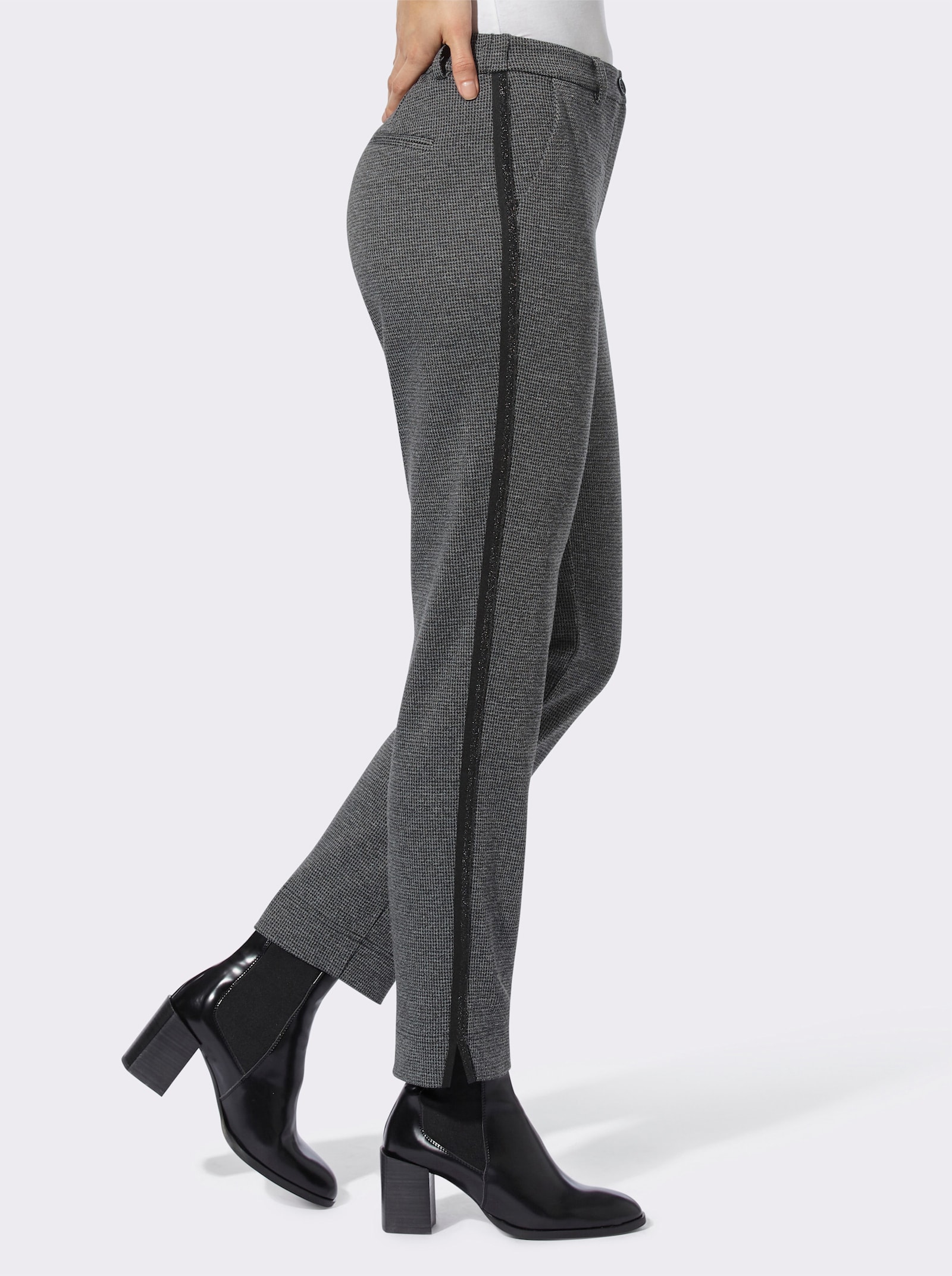 heine Broek met galonstrepen - zwart/ecru gedessineerd