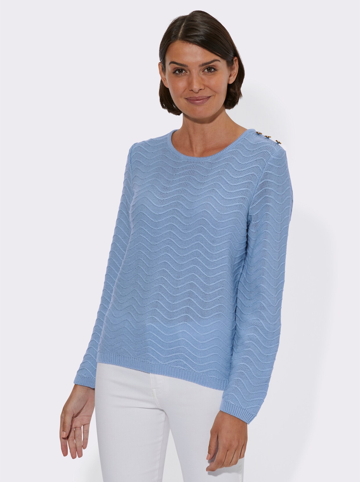 Langarm-Pullover - eisblau