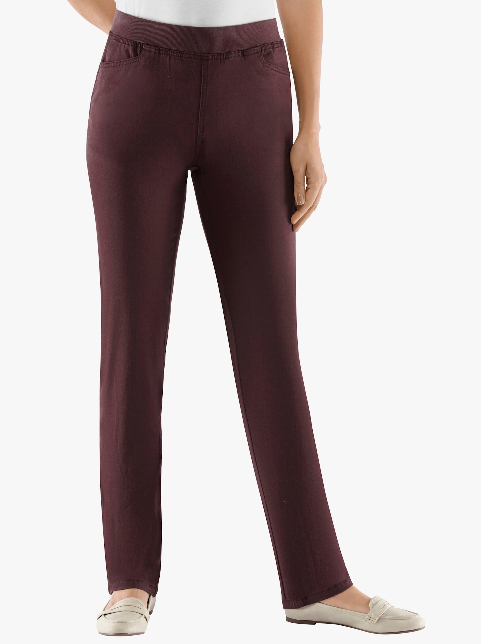 Stretchjeans met comfortband rondom - bordeaux