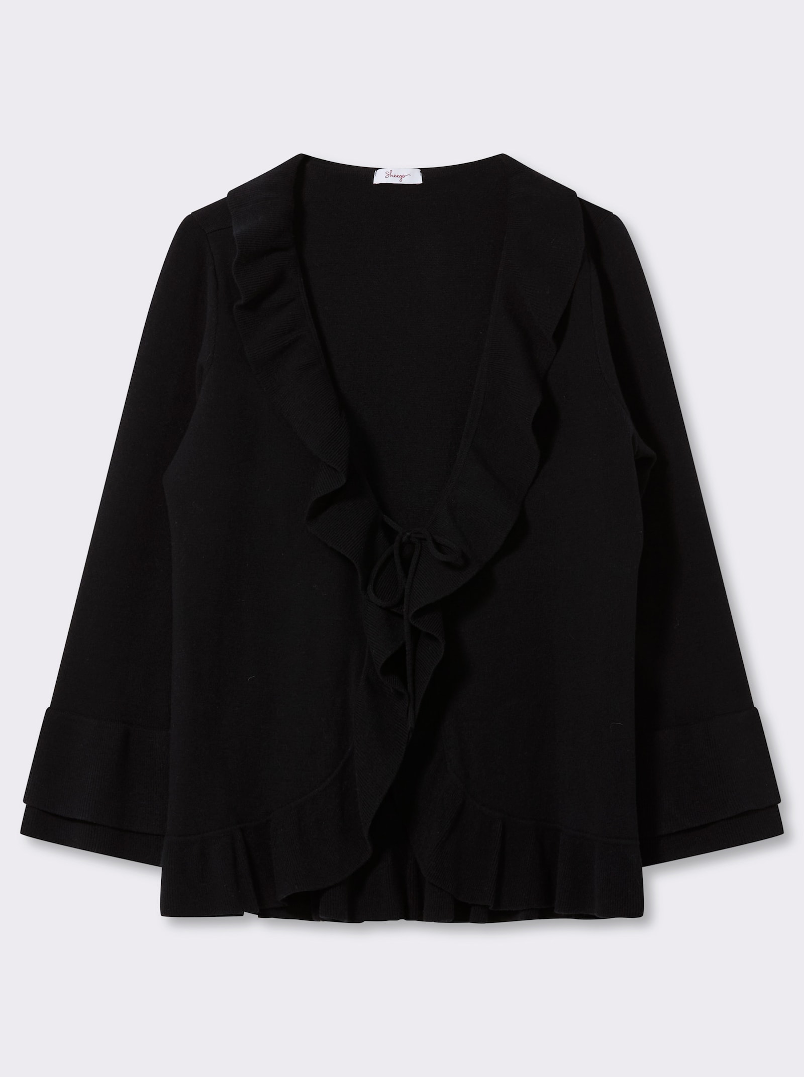 sheego Shirtjacke mit Rüschen - schwarz