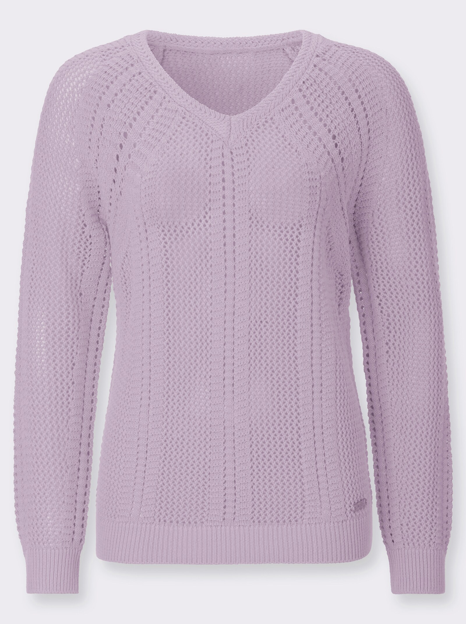 Ajourpullover mit Raglanärmel - flieder
