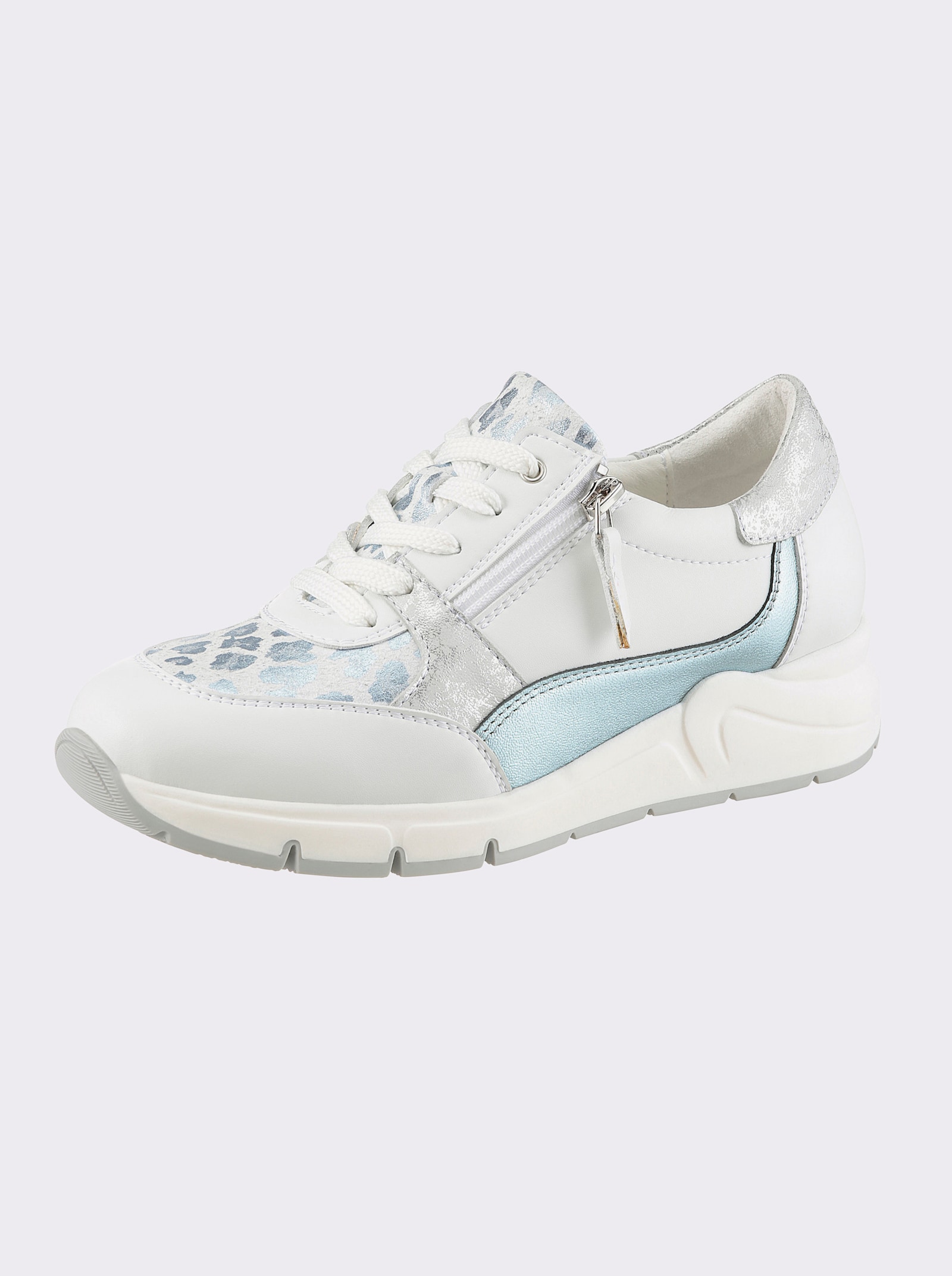 airsoft modern+ Sneaker mit Leo-Muster - weiß-eisblau