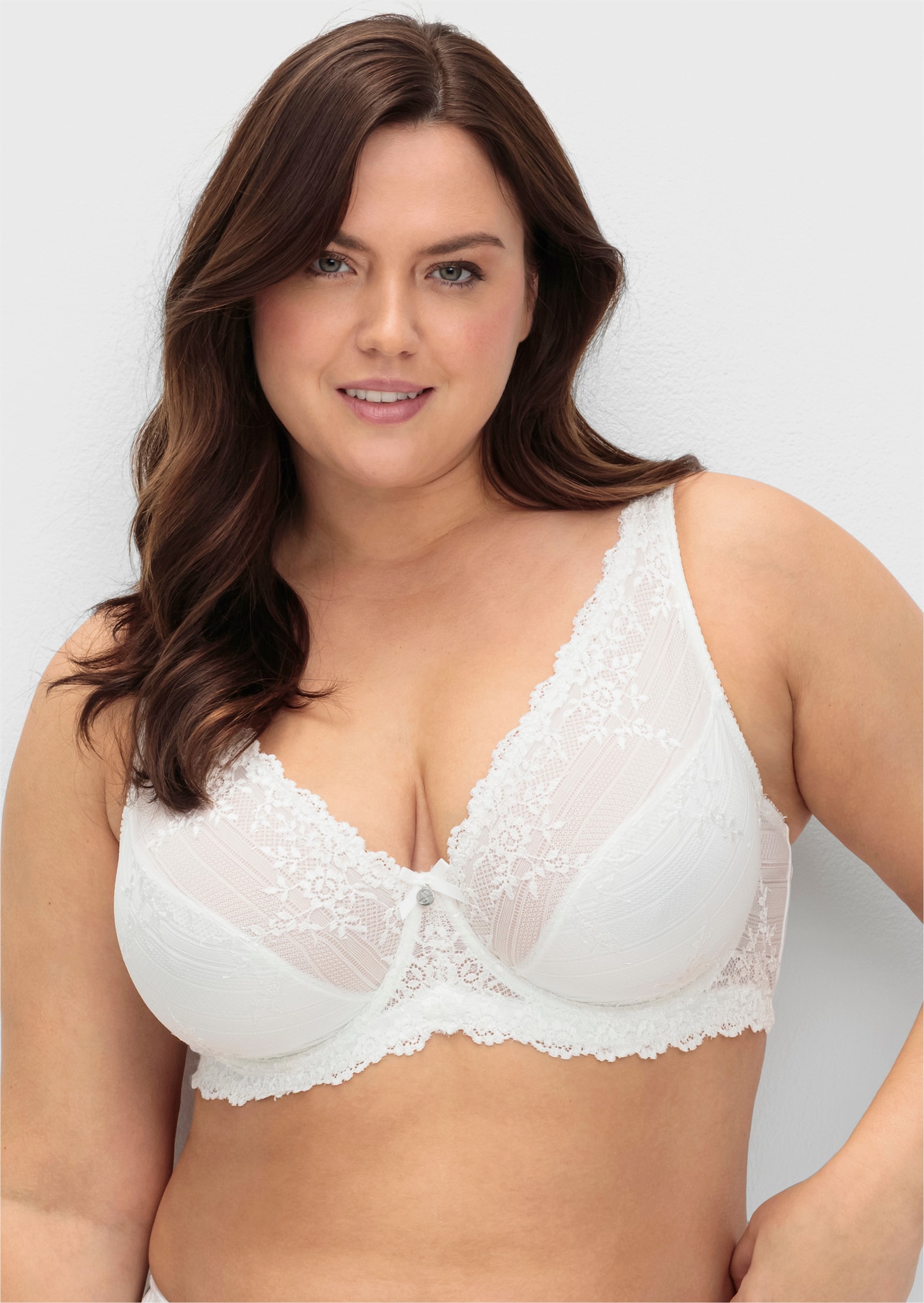 sheego Beugelbeha met kant - wit