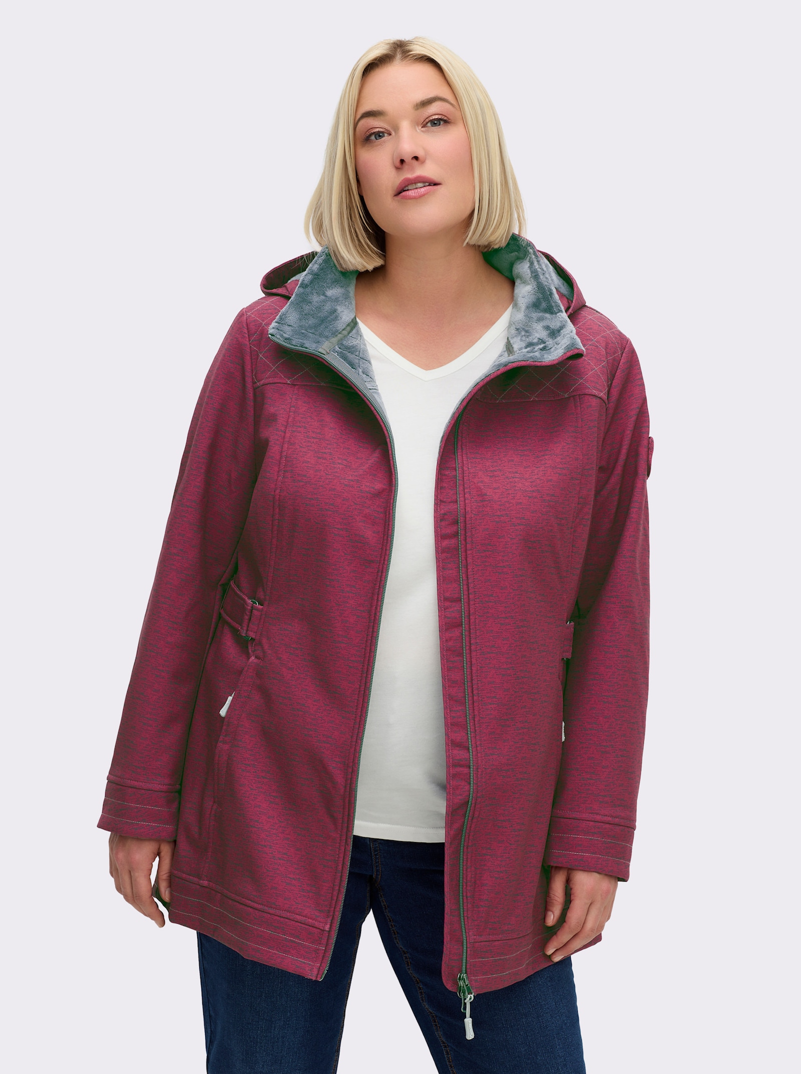 Softshelljacke gefüttert, wasserabweisend - himbeer-meliert