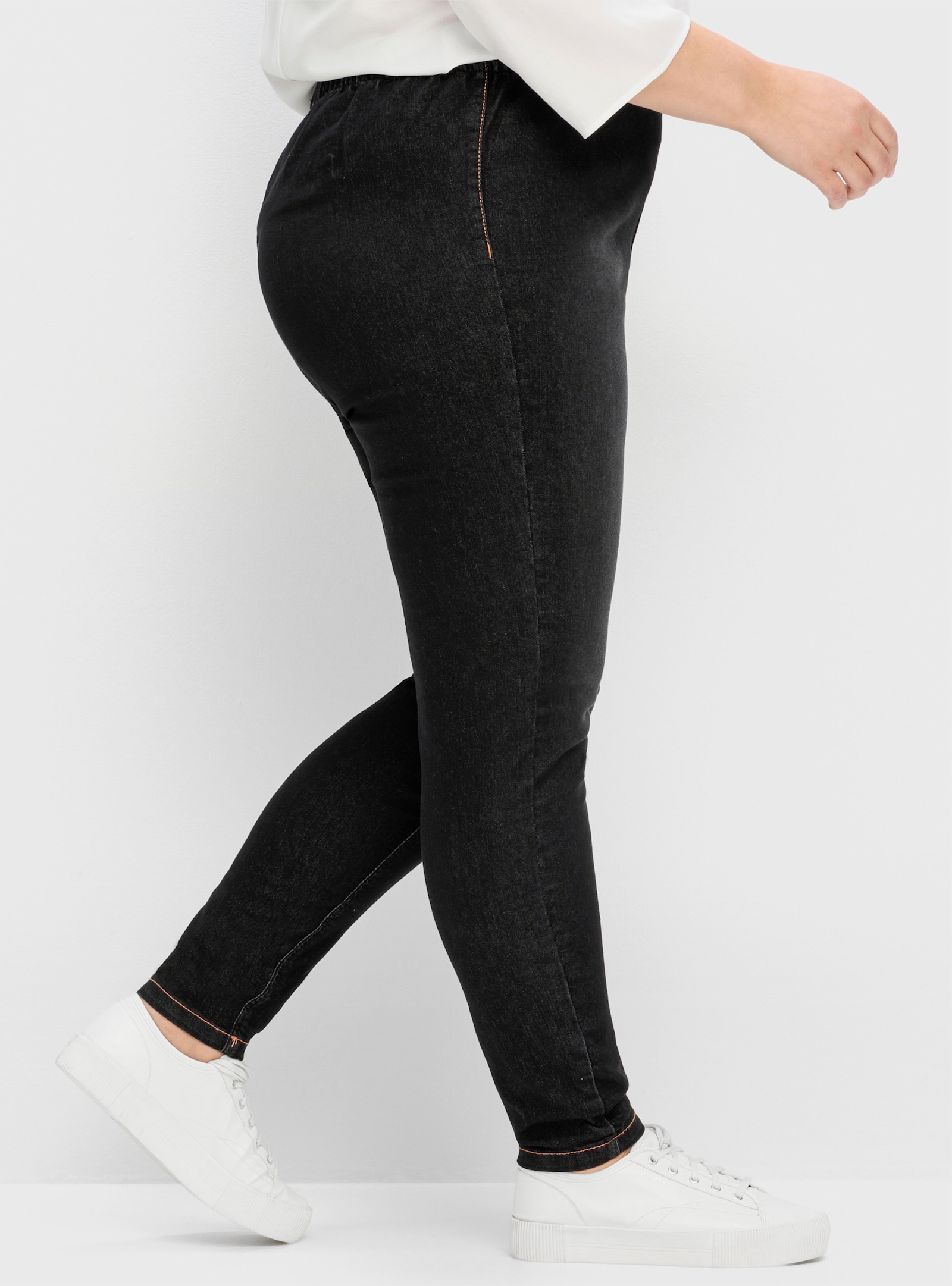 sheego Jegging in individuele wassing - black denim