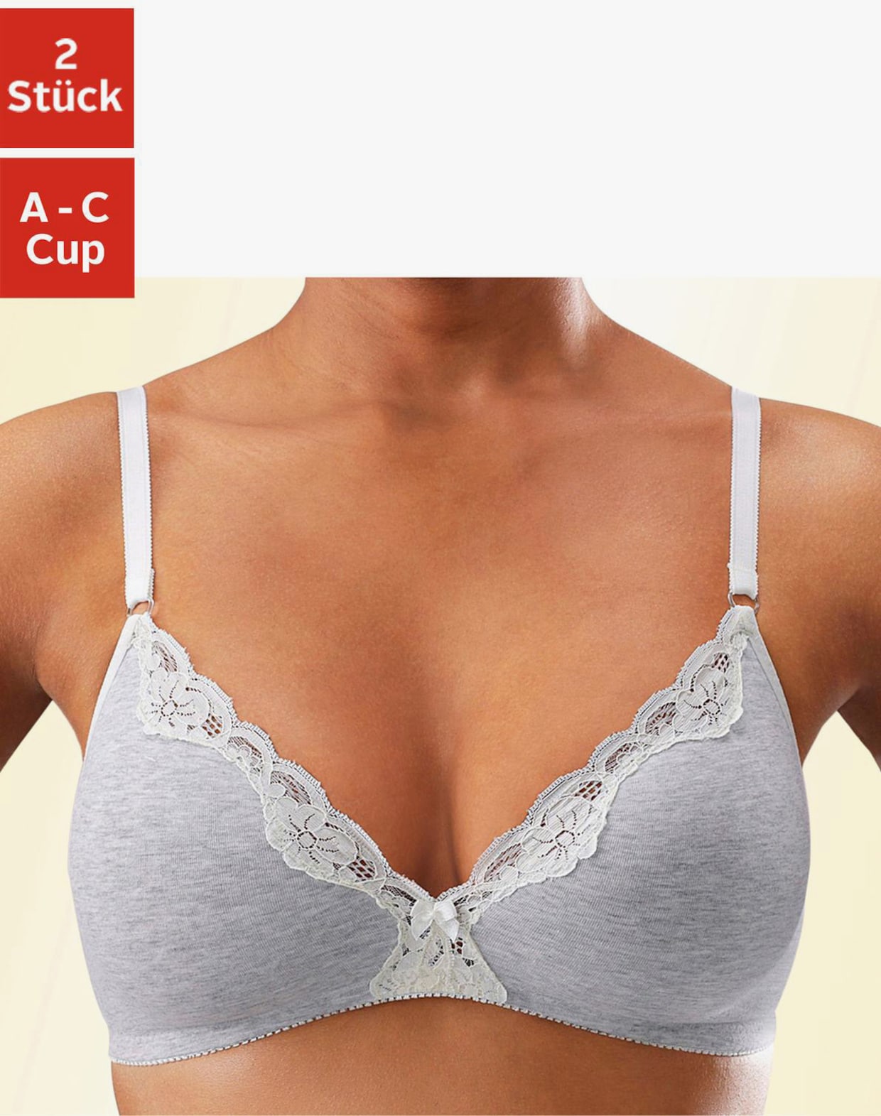 petite fleur Soutien-gorge Bralette - gris clair chiné + blanc