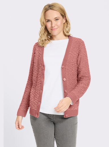Cardigan aus Effektgarn - rosenholz