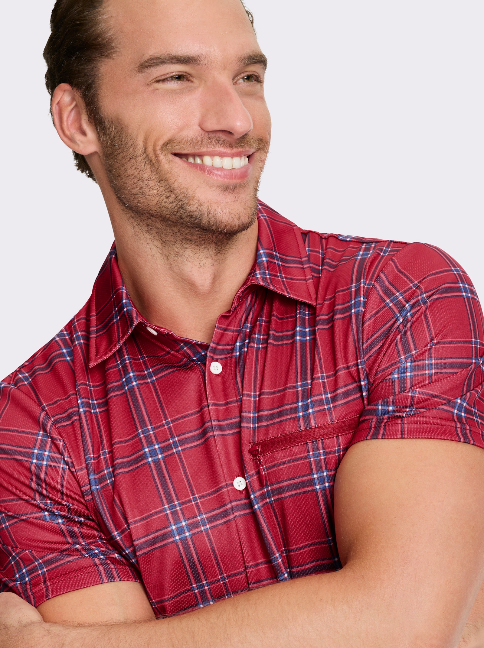 Catamaran Sports Funktionsshirt in Wabenstruktur - rot-kariert