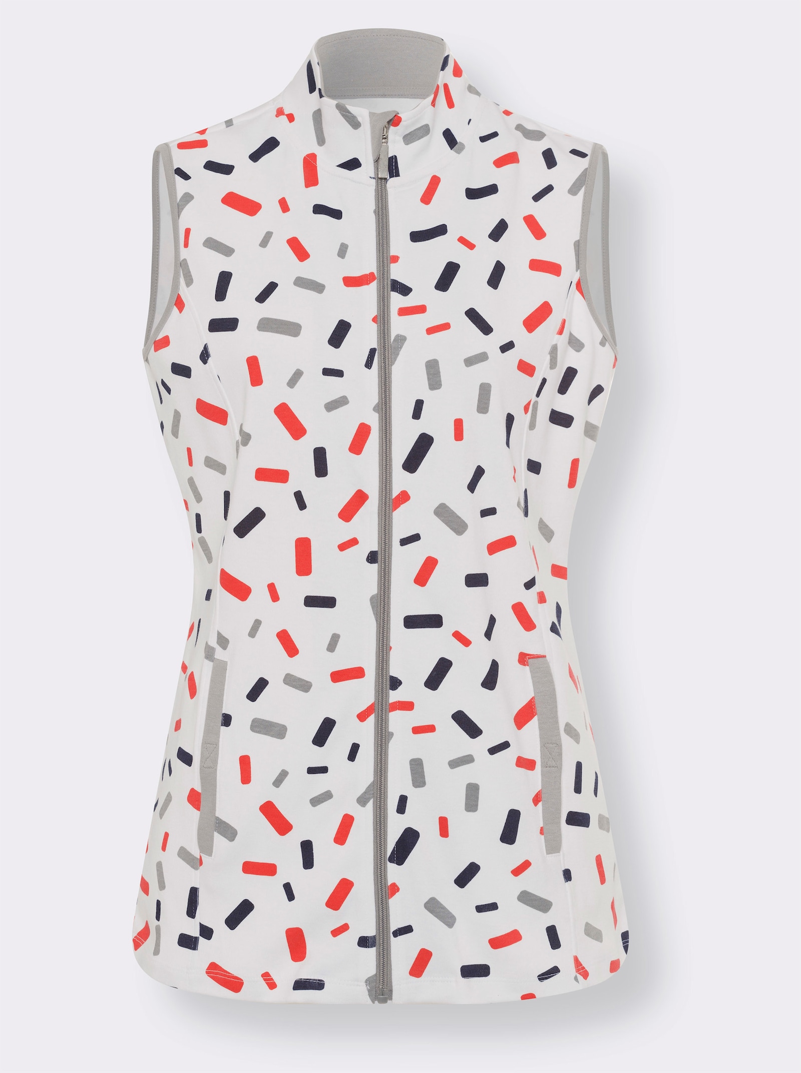 Sweatvest met grafische print - wit/steengrijs bedrukt