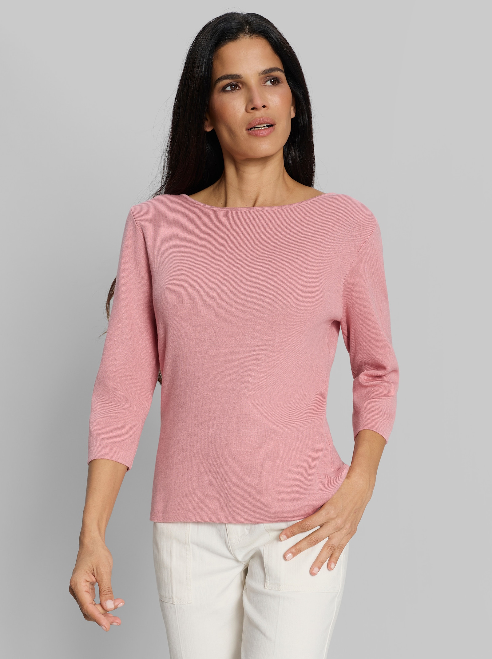 heine 3/4-Arm-Pullover mit raffiniertem Rücken-Ausschnitt - rosenquarz