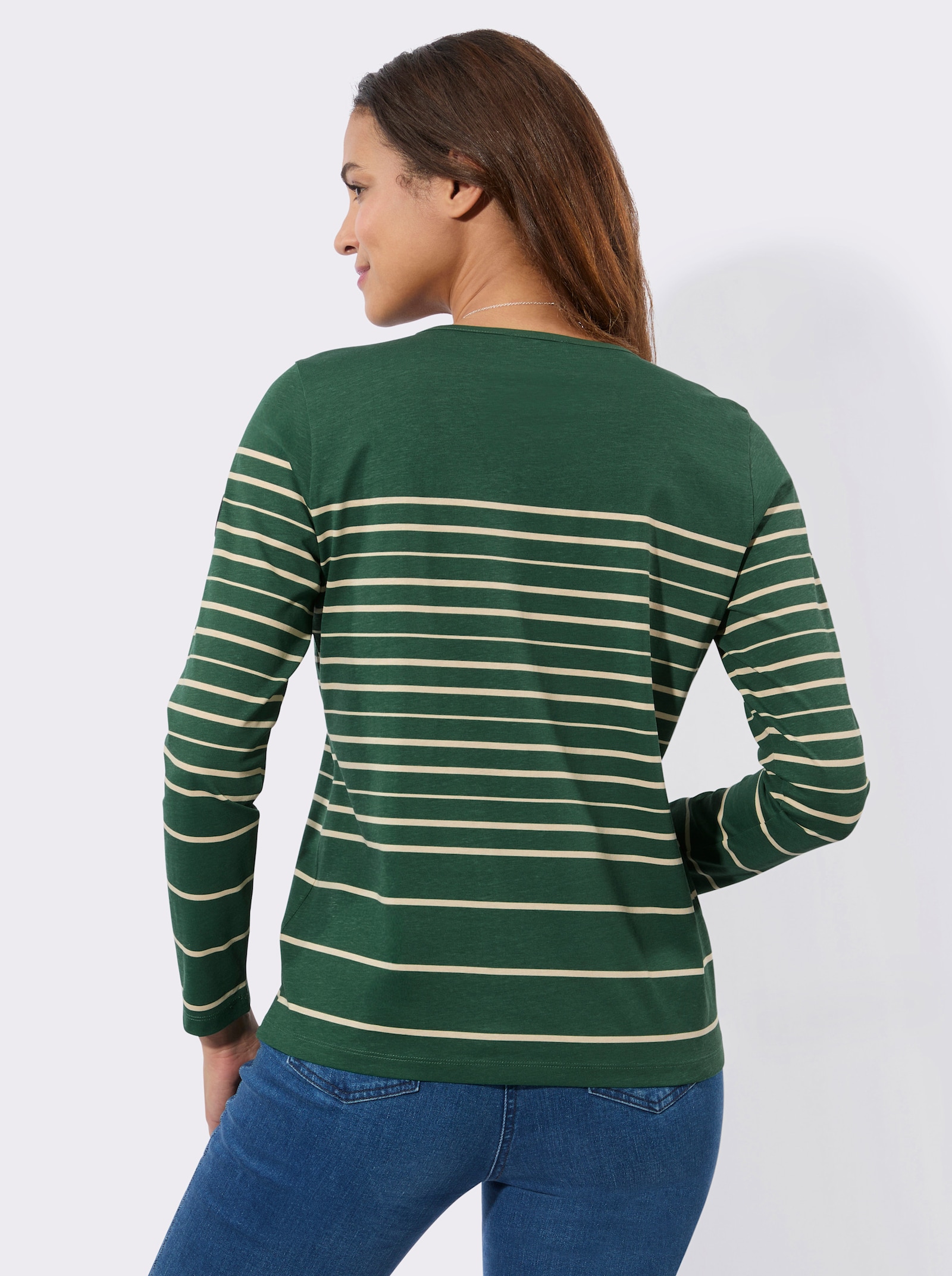 Langarmshirt mit Ringelmuster - moos-sand-geringelt