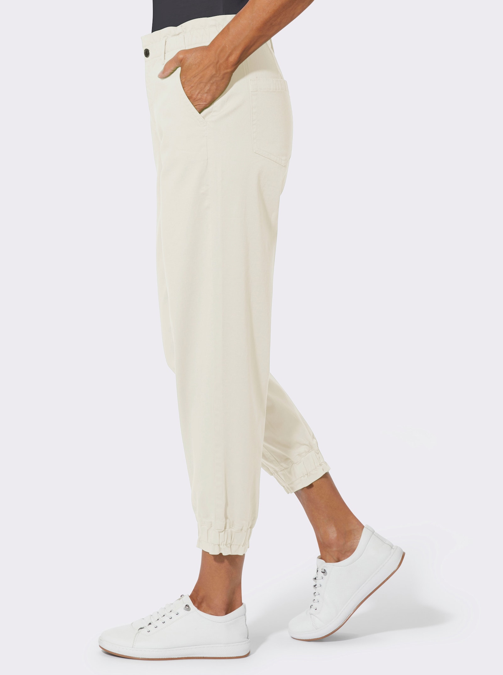 7/8-Jeans mit Elastik-Bund - ecru