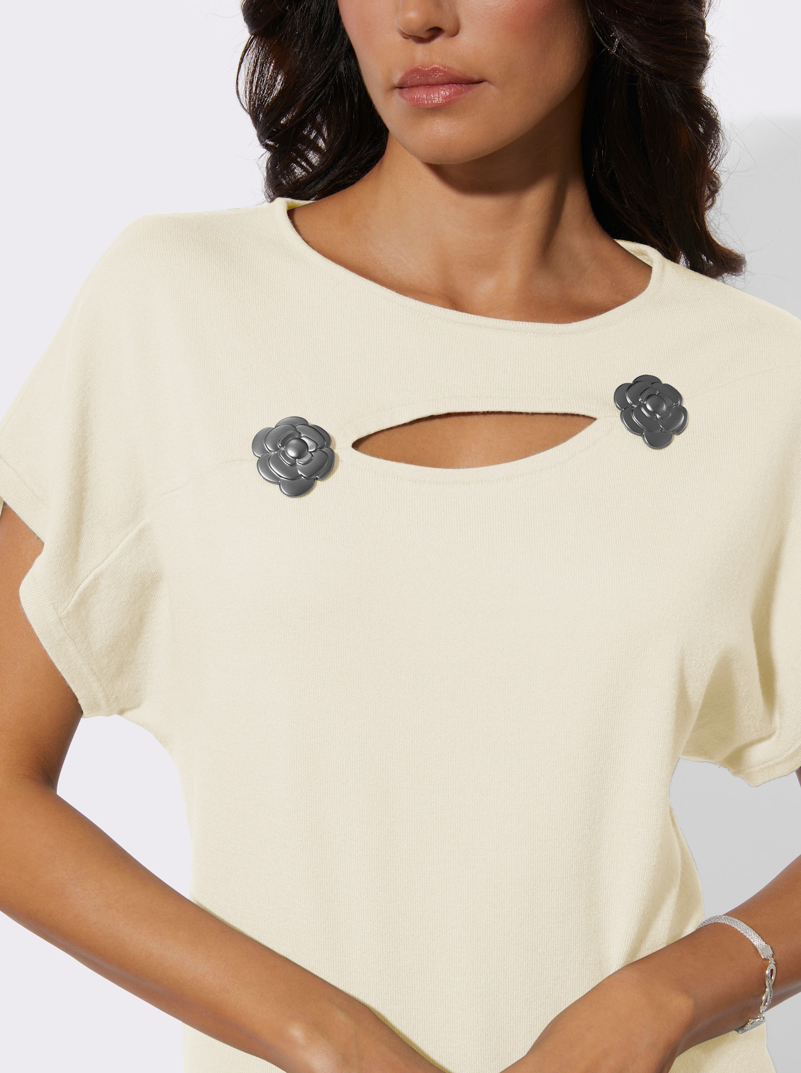 Feinstrickpullover mit Viskose - champagner