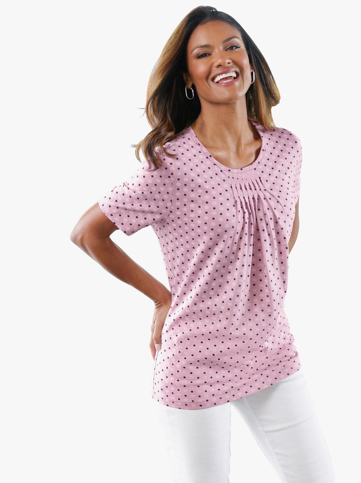 Tričko s krátkým rukávem - růžová-vzor