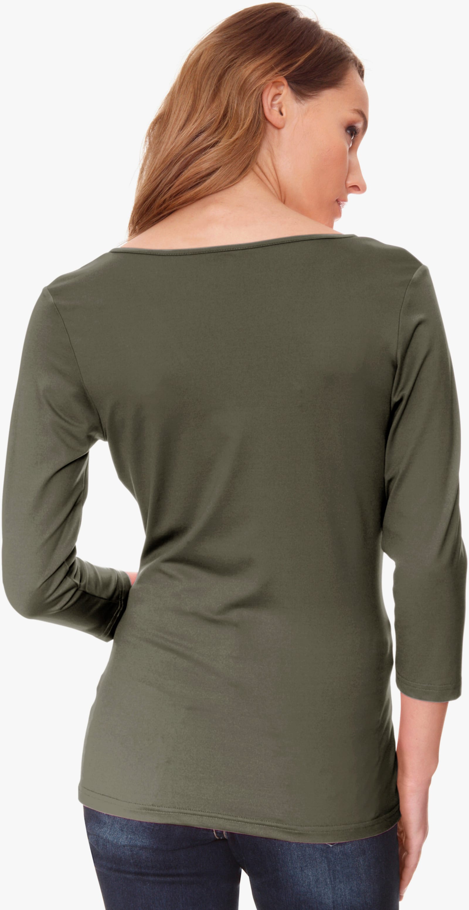 heine T-shirt cache-cœur qualité tactel - vert olive