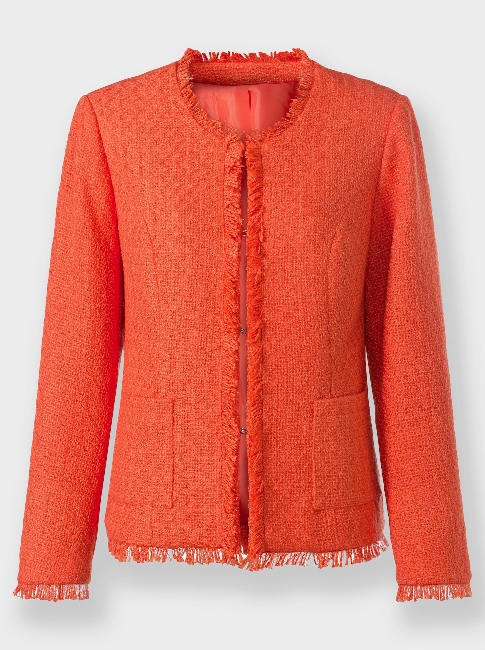 heine Bouclé-Blazer mit kleinen Fransen - orange