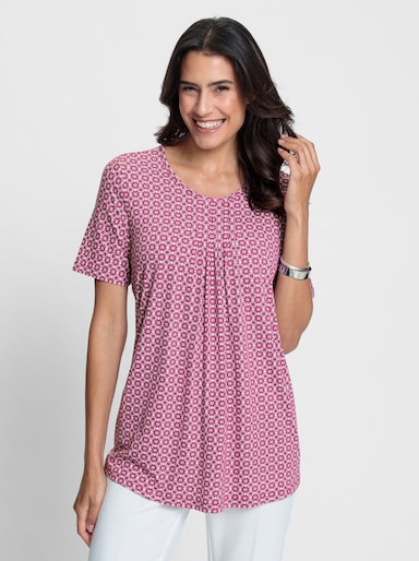 Tunikashirt in A-Linie - erika-weiß-bedruckt