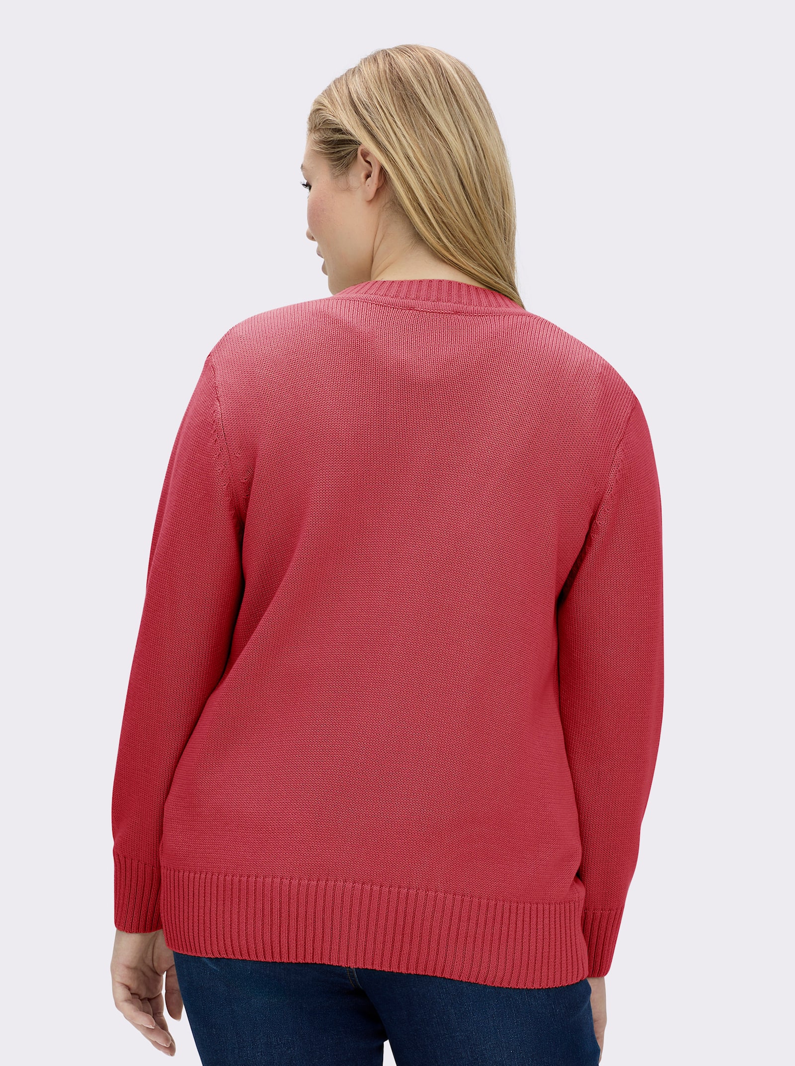 Strickjacke mit farblich abgestimmten Knöpfen - korallenrot