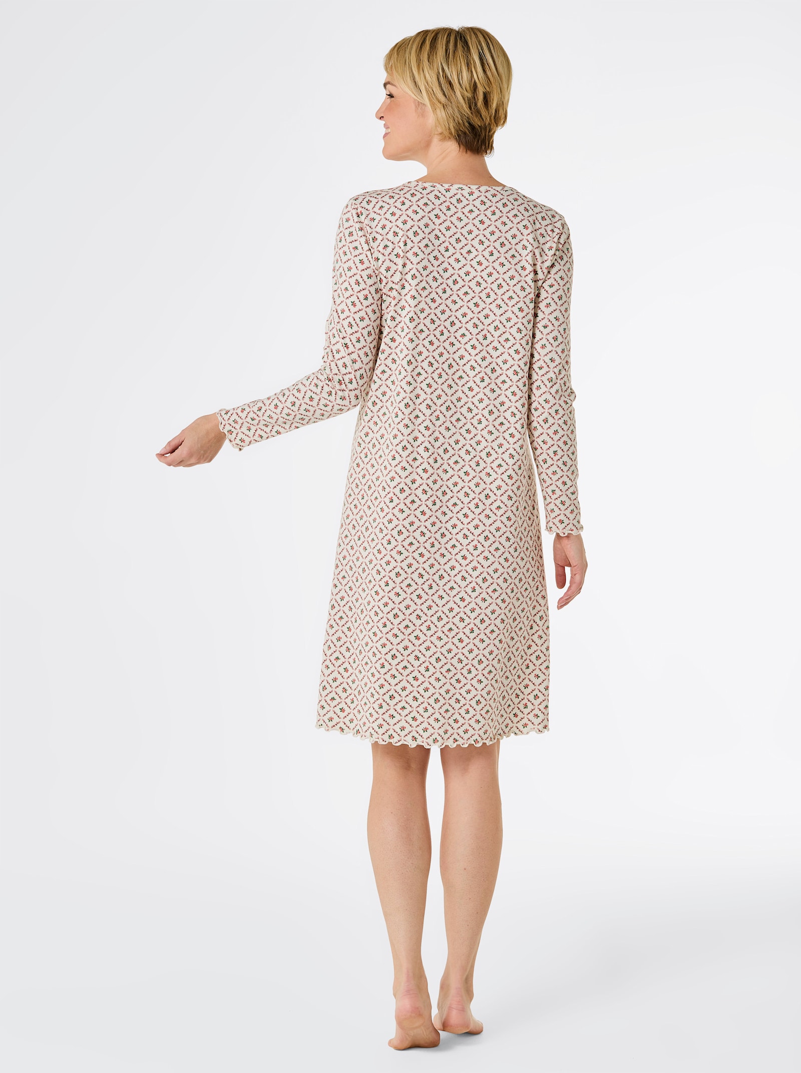 wäschepur Nachthemd - champagne/flamingo bedrukt