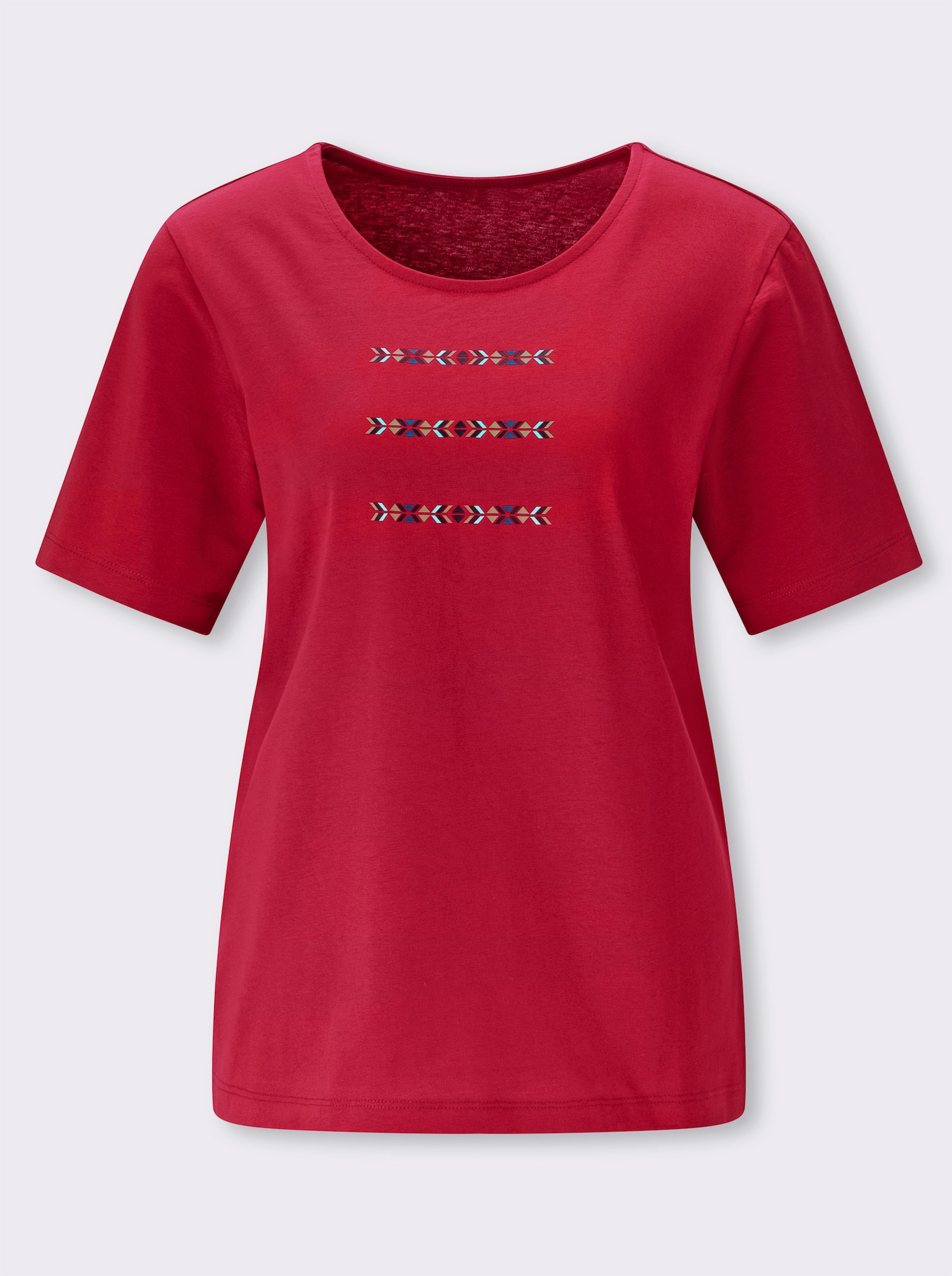 Kurzarmshirt mit platziertem Druck - rot