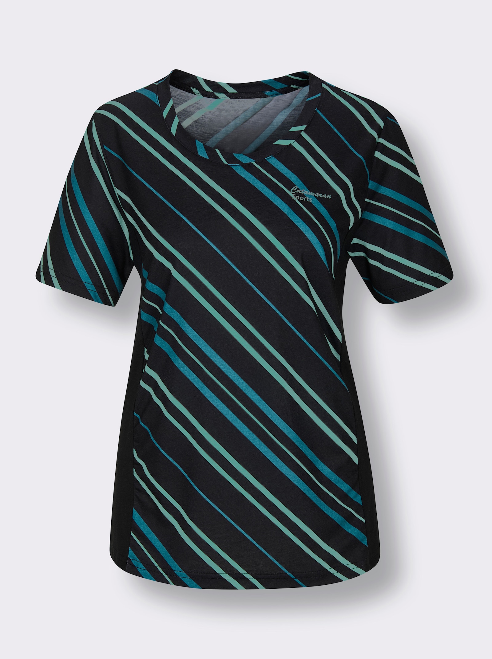 Catamaran Sports Funktionsshirt mit Kontrast-Einsätzen - blaugrün-gemustert