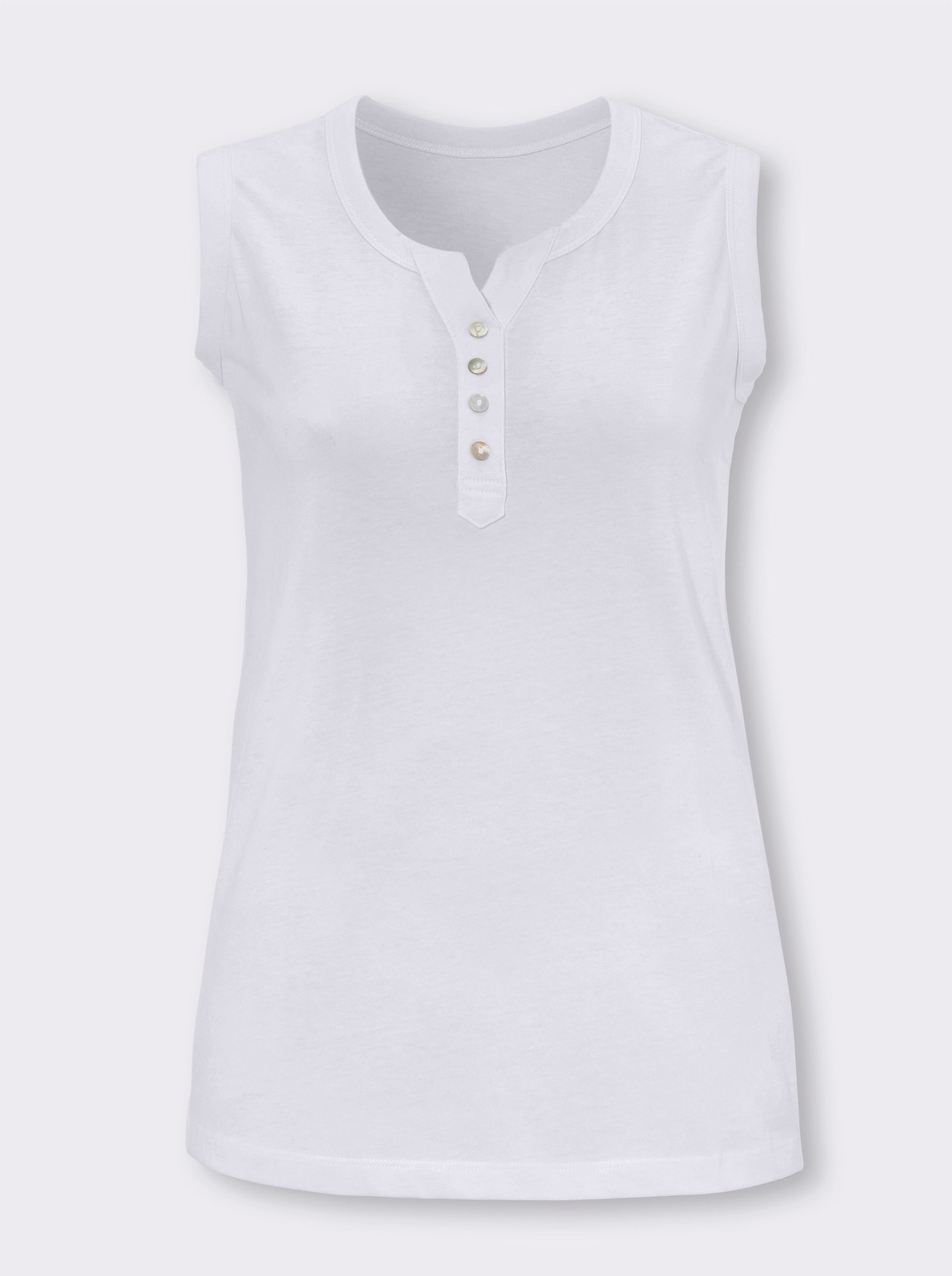 Tanktop mit Knöpfen in Perlmutt-Optik - weiss