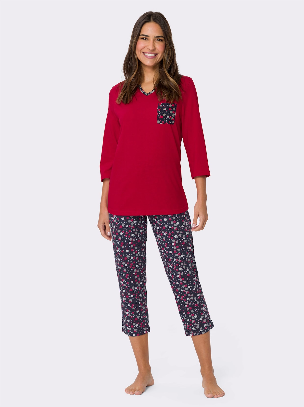 Pyjama - rood/marine geprint