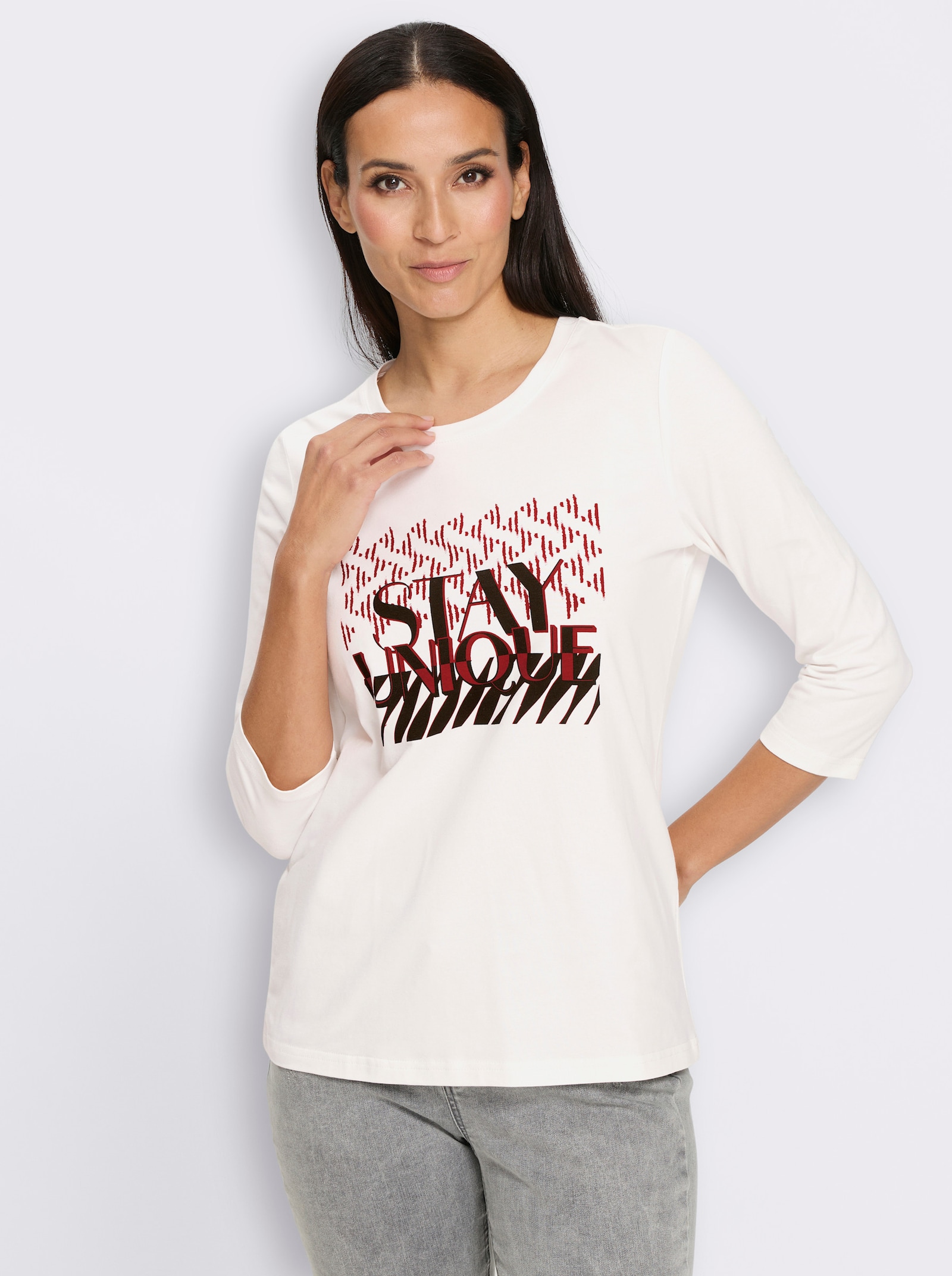 heine 3/4-Arm-Shirt mit Lettering-Print - ecru