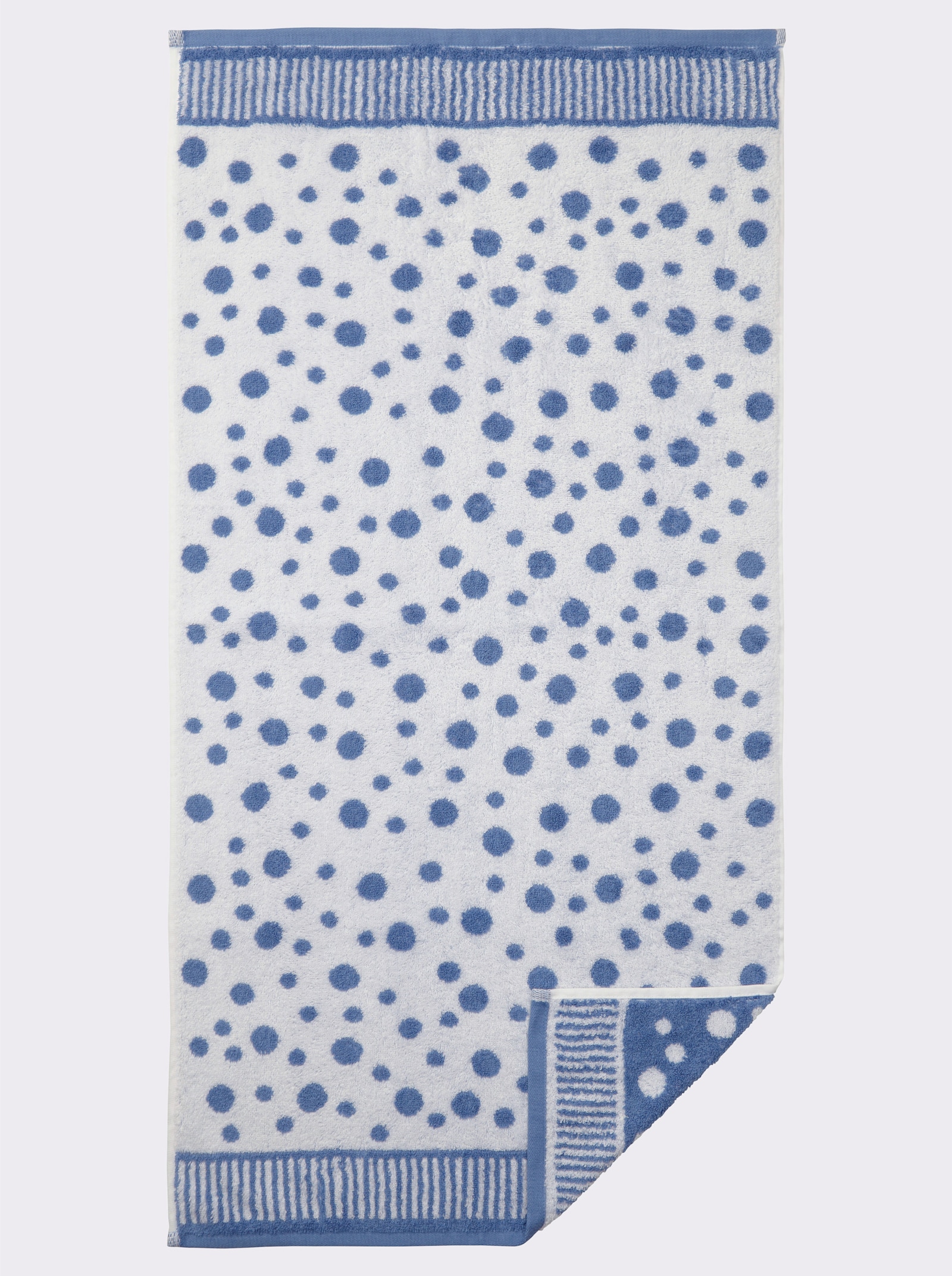 Ross Handtuch - weiß-taubenblau-gemustert