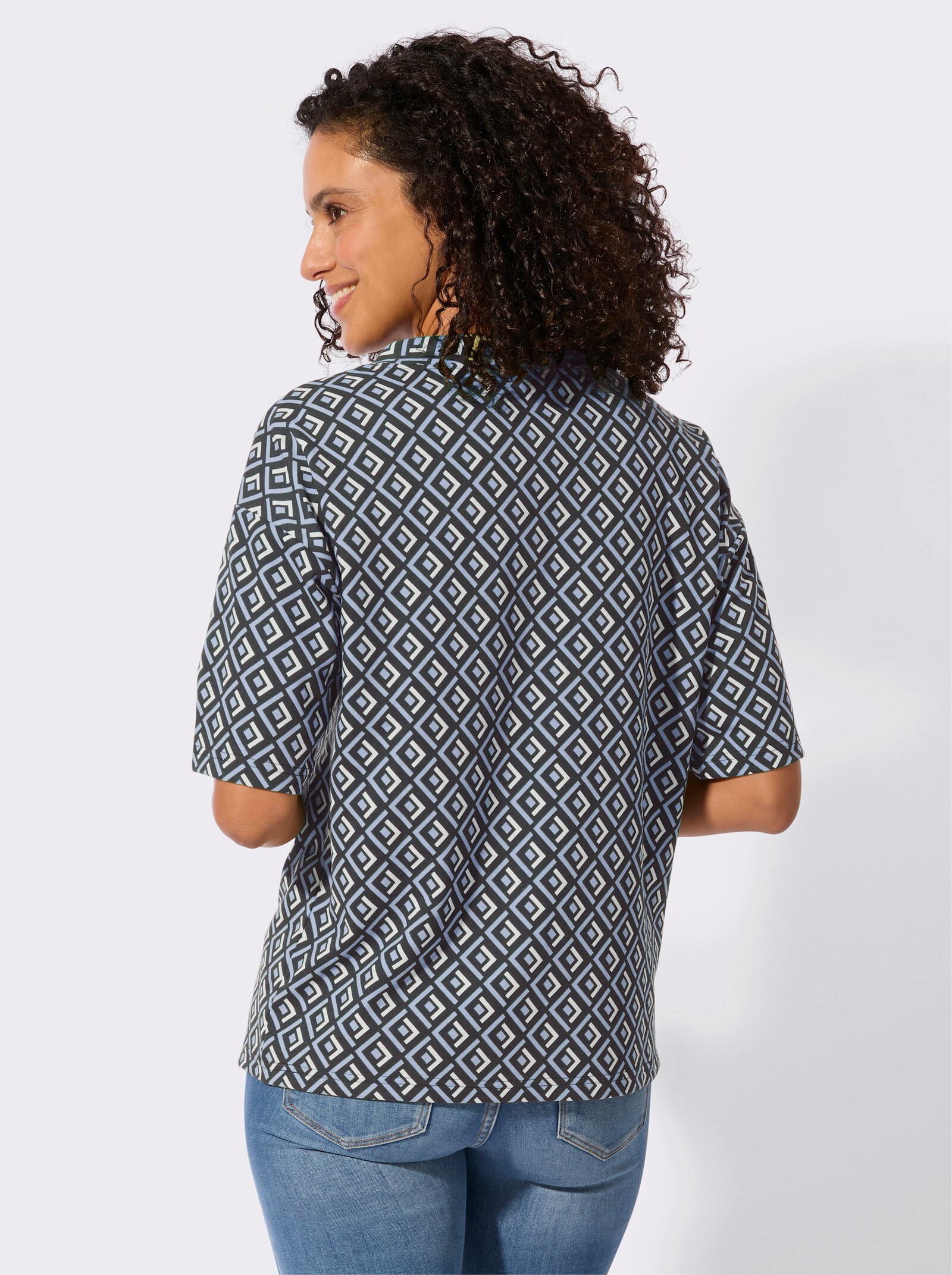 Sweatshirt imprimé - bleu glacier-noir à motifs