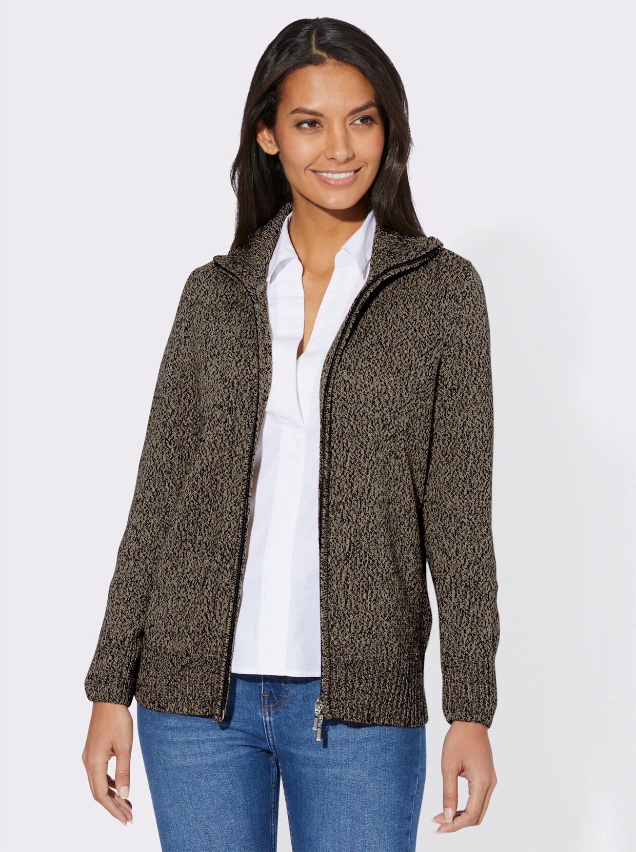 Strickjacke - sesam-schwarz-meliert