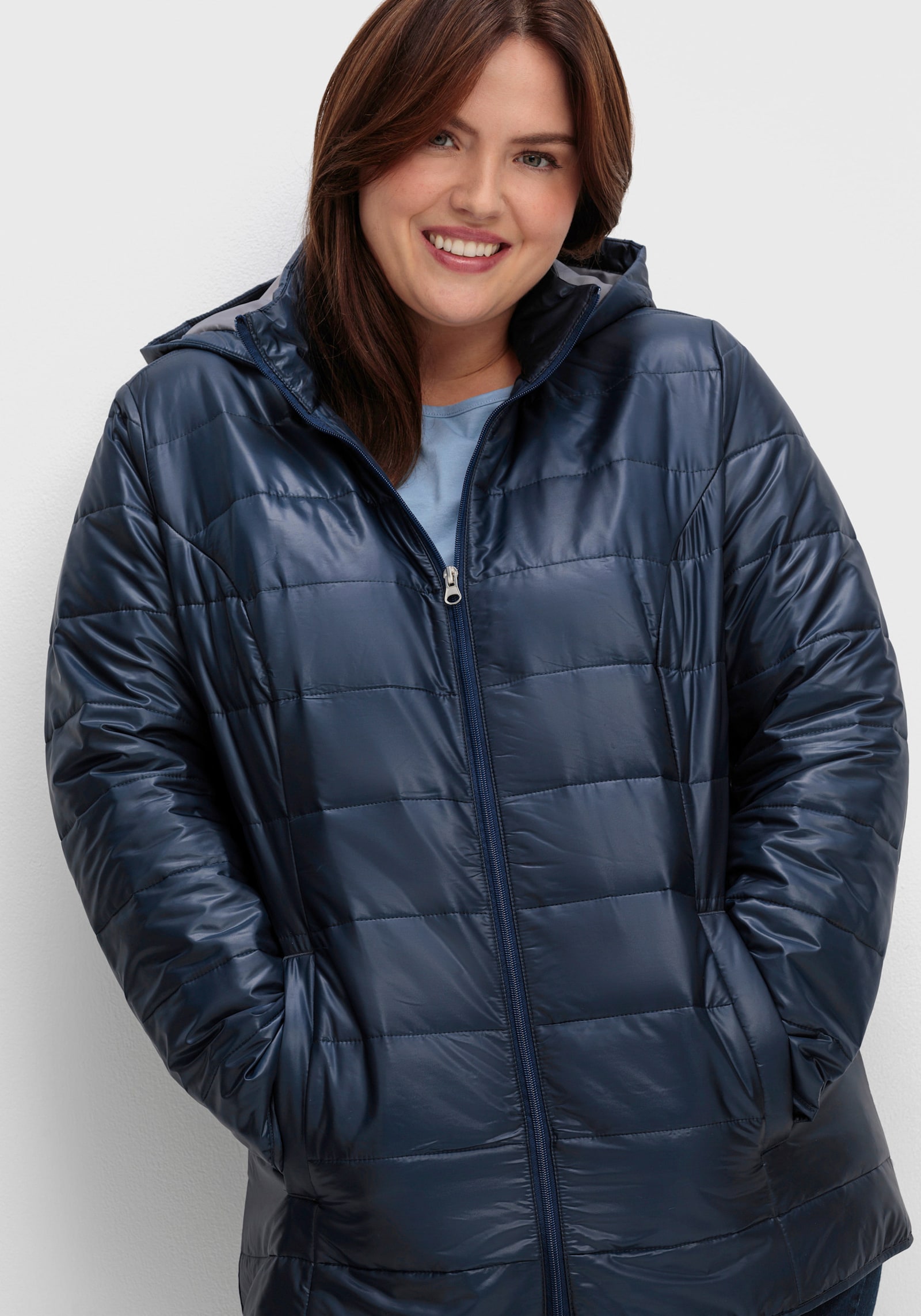 Steppjacke mit Kapuze, wärmend - marine