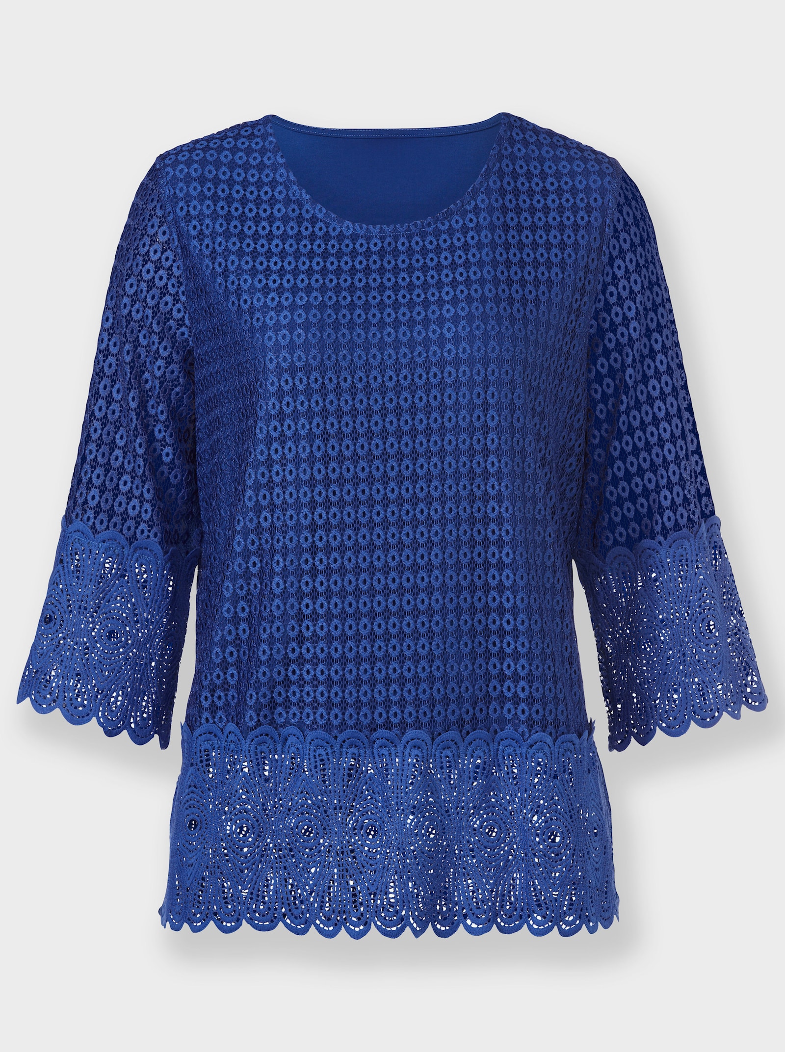 Spitzenshirt mit blickdichtem Futter - royalblau
